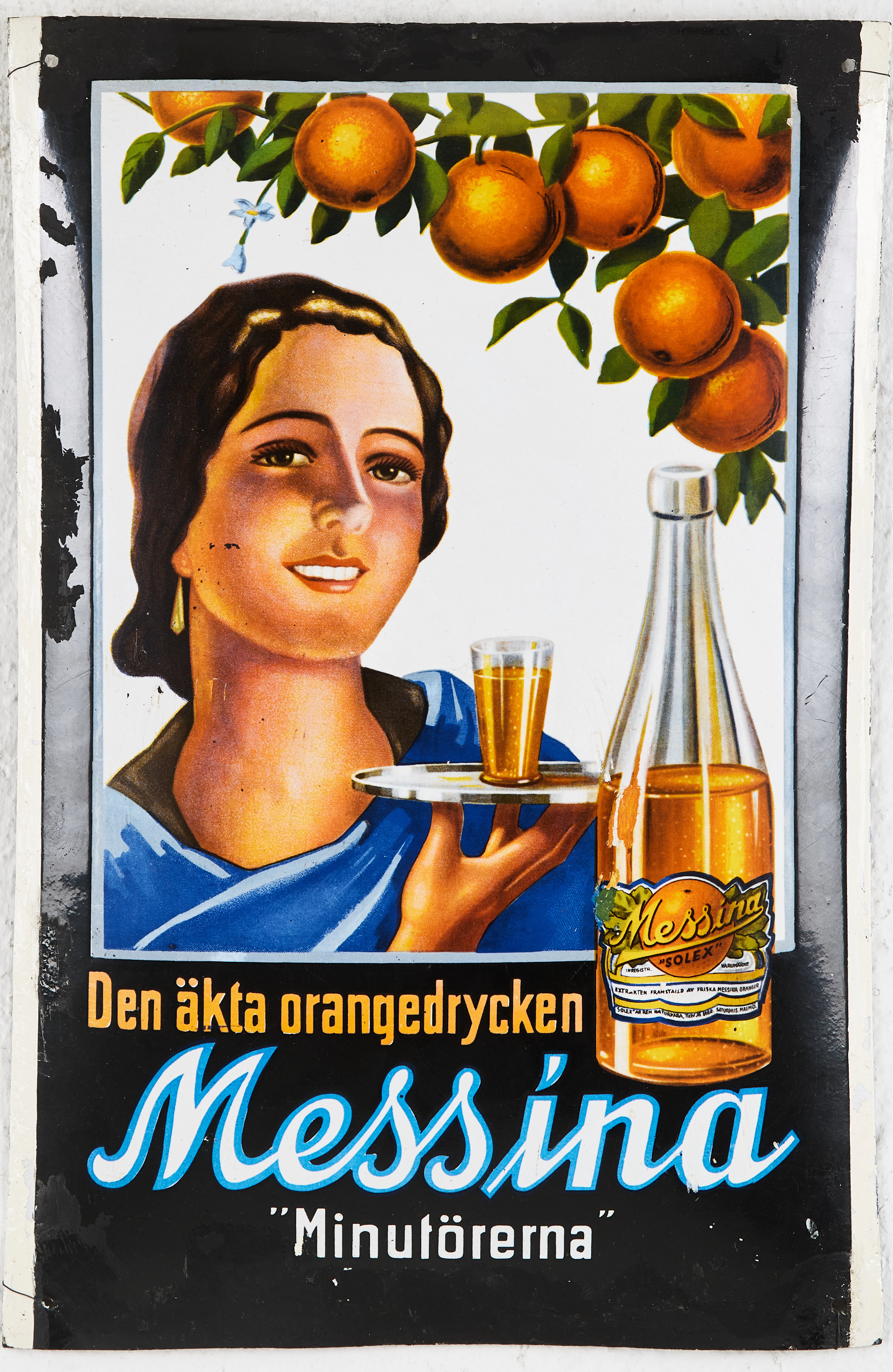 EMALJSKYLT, Messina, 1900-talets första hälft, rektangulär konvex form.