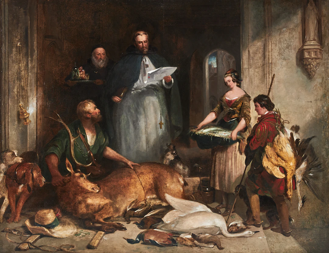 EDWIN HENRY LANDSEER (1802-1873). HANS KRETS. "Bolton Abbey in the Olden Time".