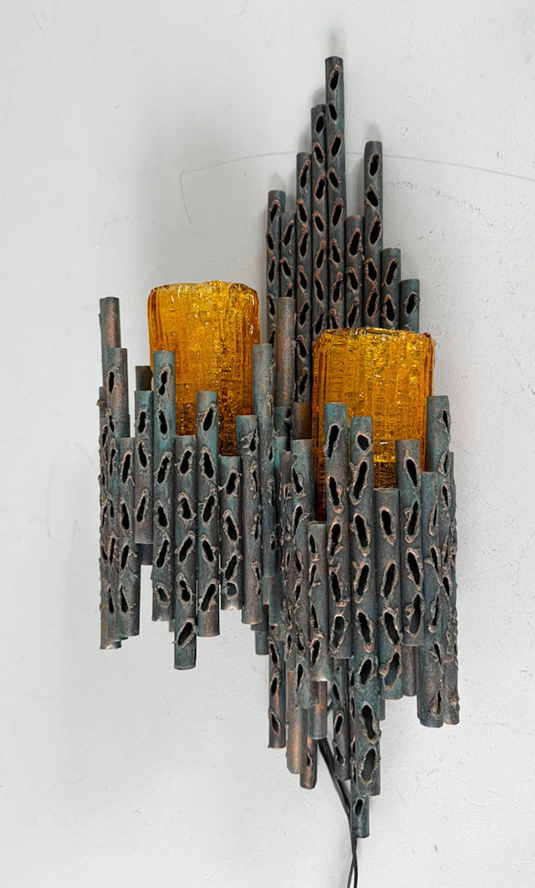 MARCELLO FANTONI. Brutalistische Wandleuchte/Wandlampe, Italien, 1970er Jahre.