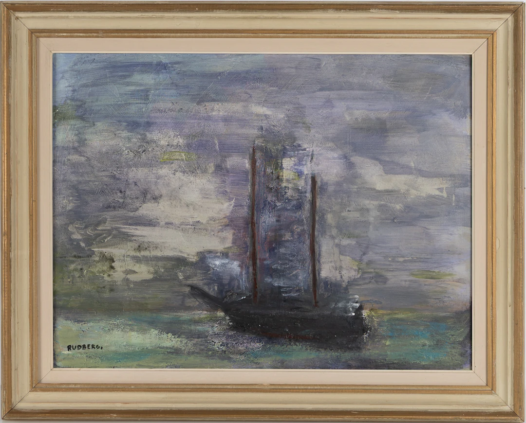 GUSTAV RUDBERG. Olja på Pannå, Hven, signerad.