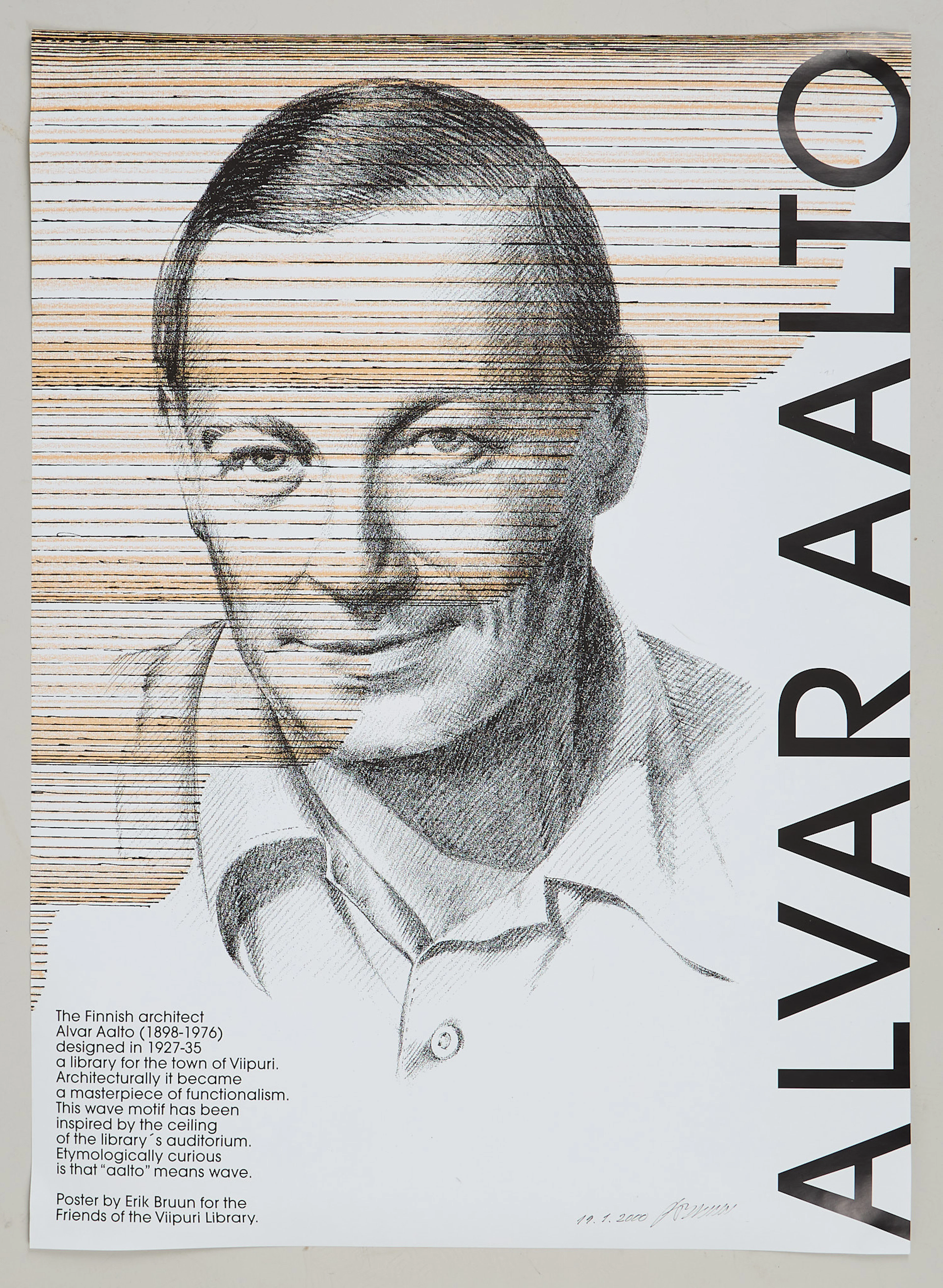 ERIK BRUUN (1926. POSTER, Alvar Aalto, för Viborgs Biblioteks Vänner