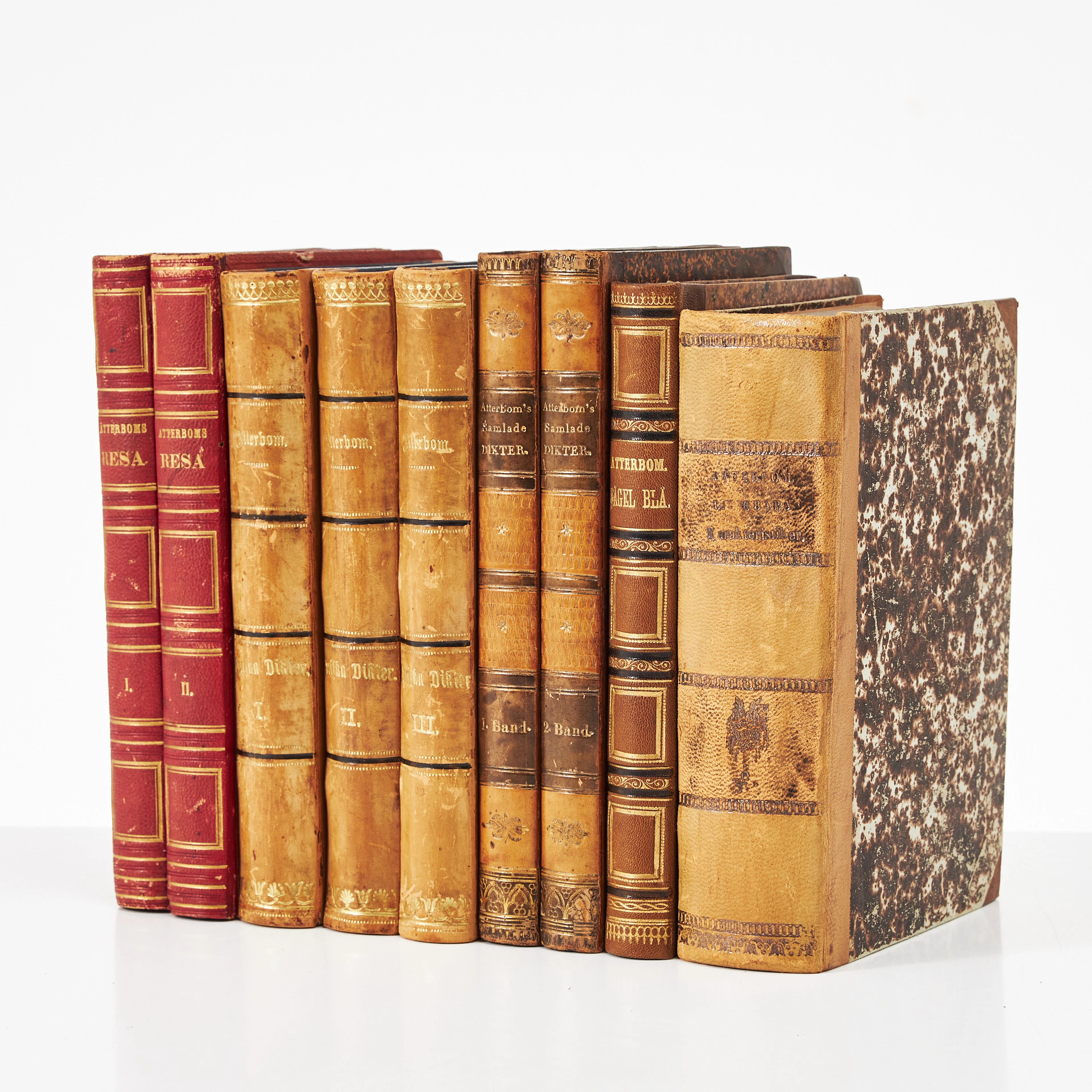 ATTERBOM, SAMLING VITTERHET, 1838-1870, 9 VOLYMER.