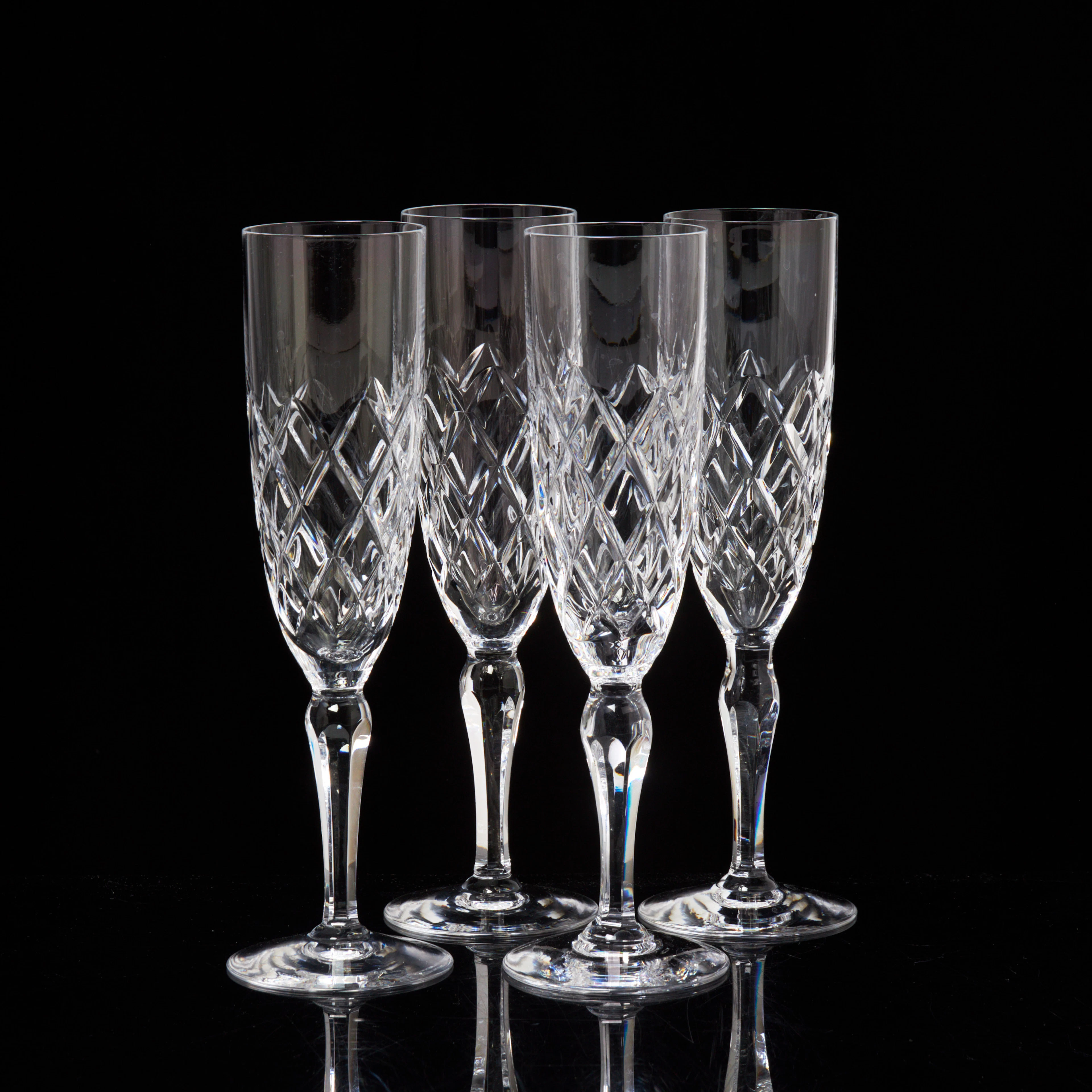 GUNNAR CYRÉN. Champagneglas, 4 st, "Karolina", Orrefors.