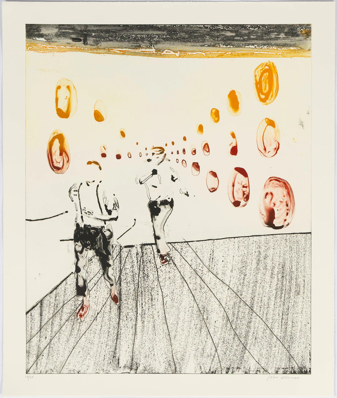 JOHN KÖRNER (DANMARK, FÖDD 1967). "2 Men Running with Problems", etsning