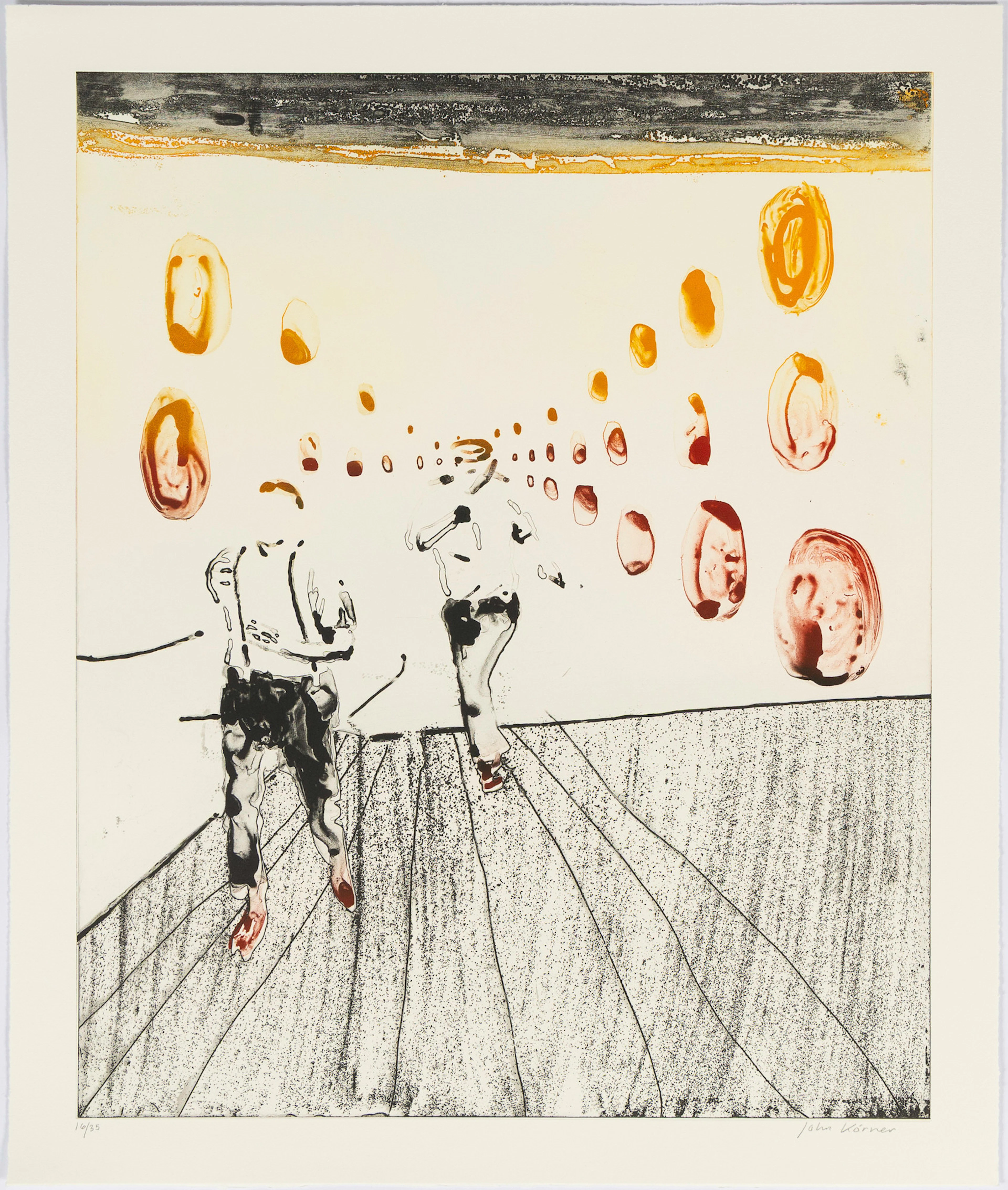 JOHN KÖRNER (DANMARK, FÖDD 1967). "2 Men Running with Problems", etsning