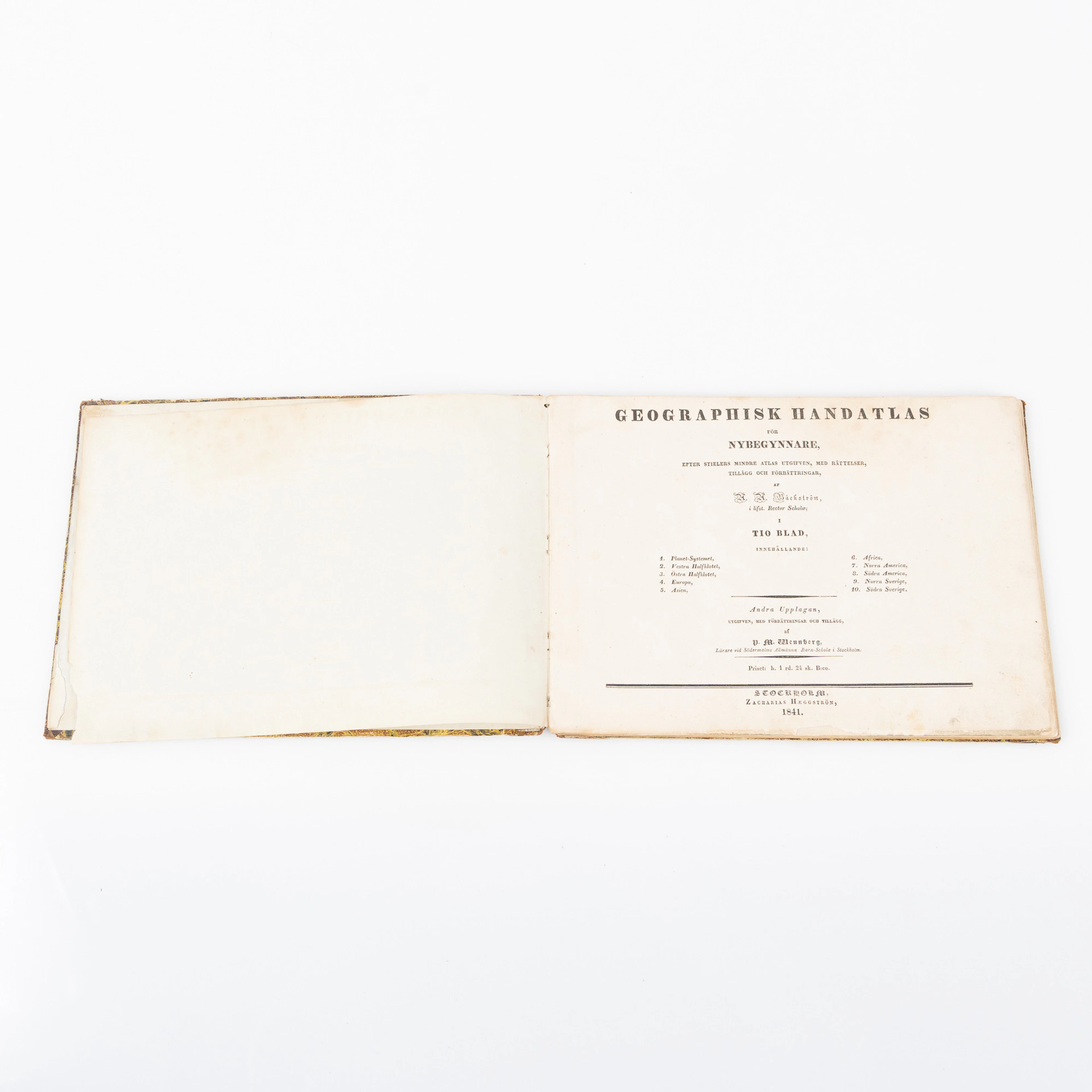 ATLAS, Anders Aron Bäckströms ”Geographisk handatlas” samt tillhörande