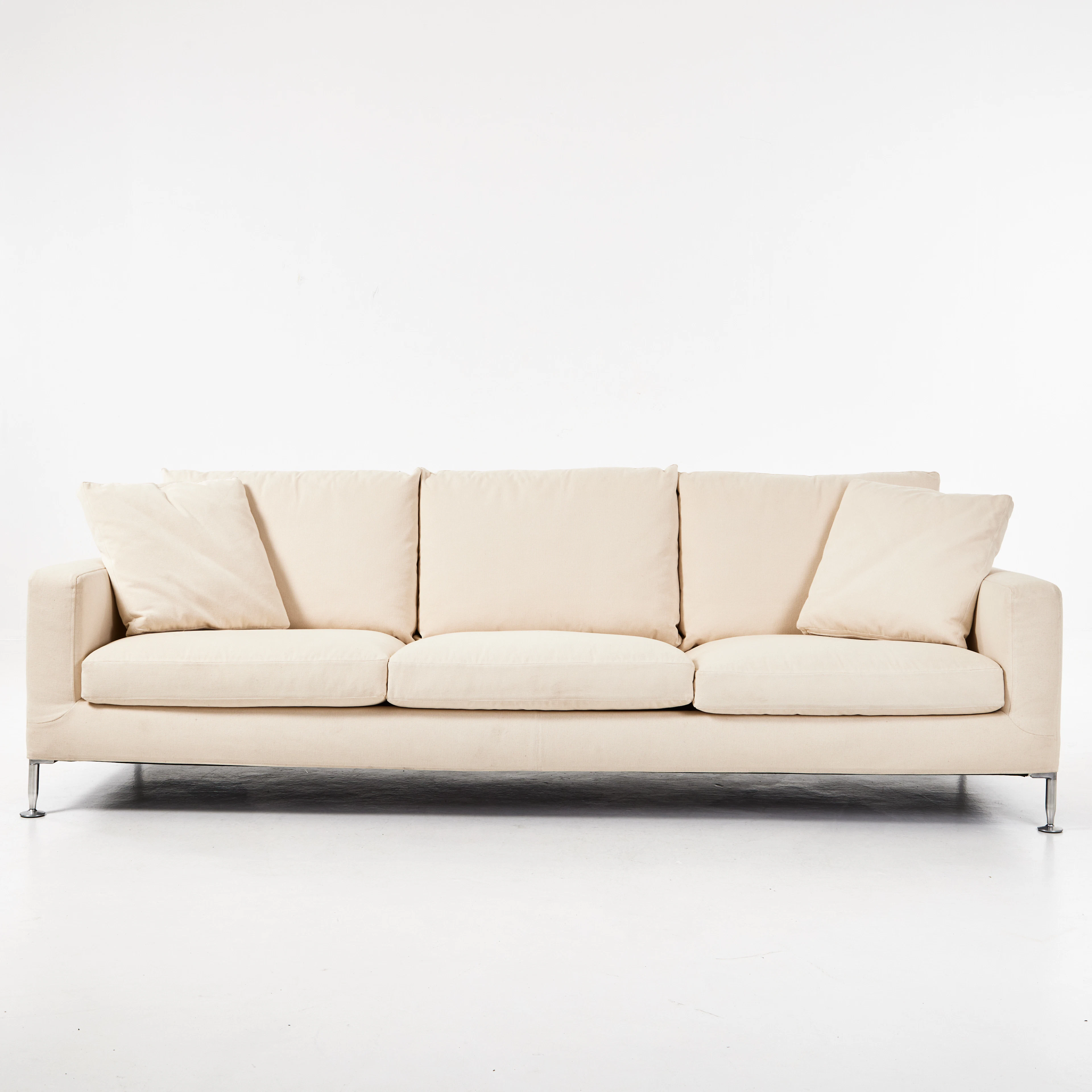 SOFFA, ''Harry'', B&B Italien, 2000-tal, 3 sits, ljus klädsel, kromade