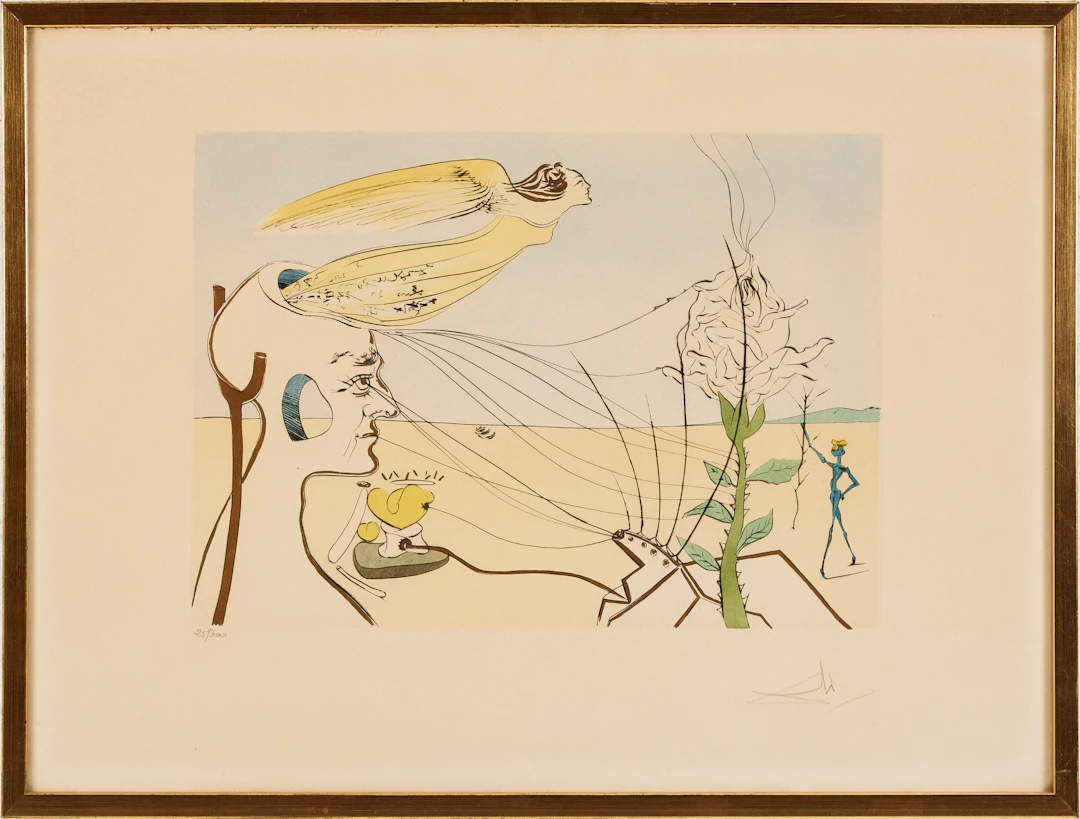 SALVADOR DALÍ. La rose (The dream), etsning, signerad med blyerts, 25/300.