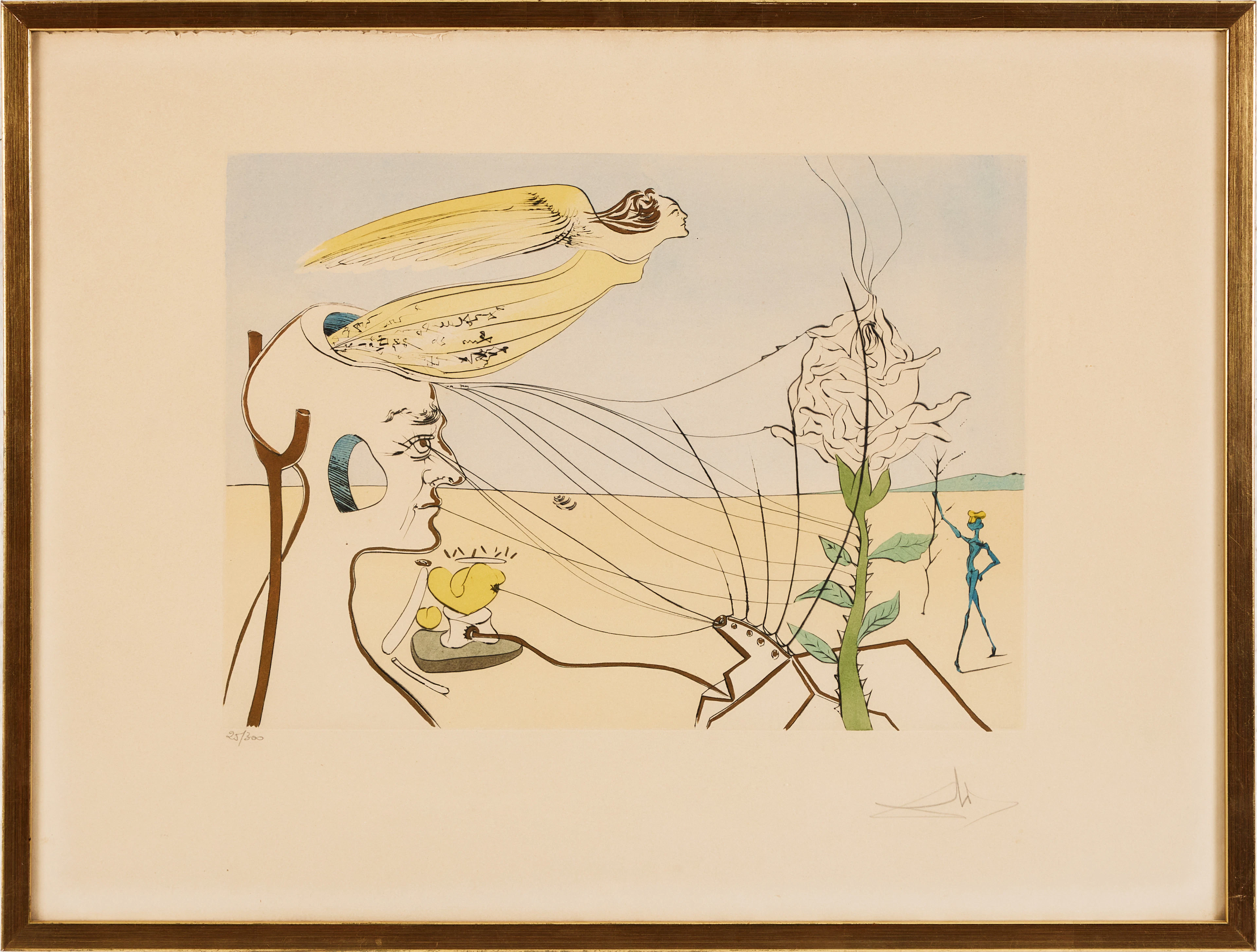 SALVADOR DALÍ. La rose (The dream), etsning, signerad med blyerts, 25/300.