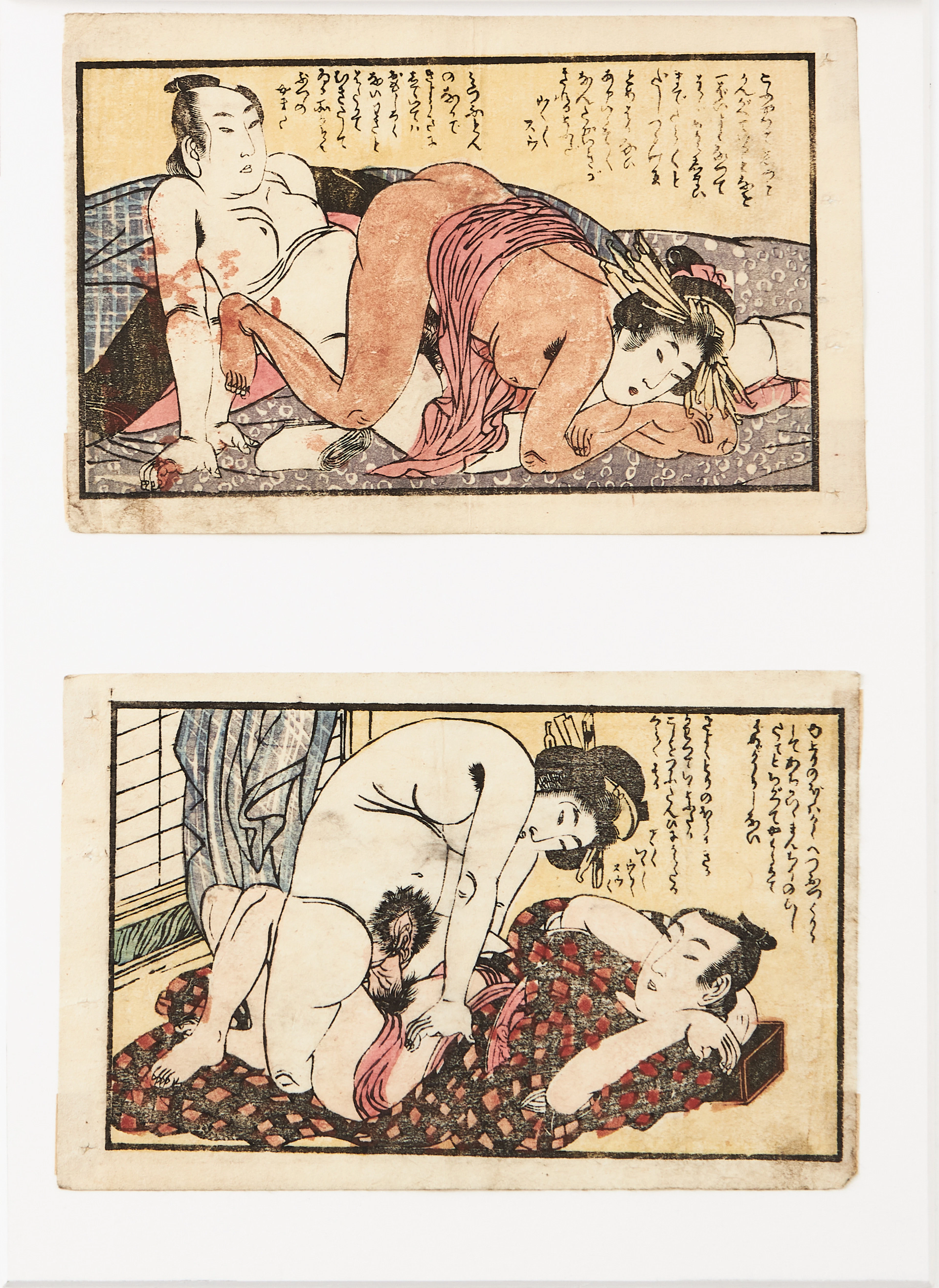 JAPANSKA TRÄSNITT, 3 stycken, erotiska scener (shunga).