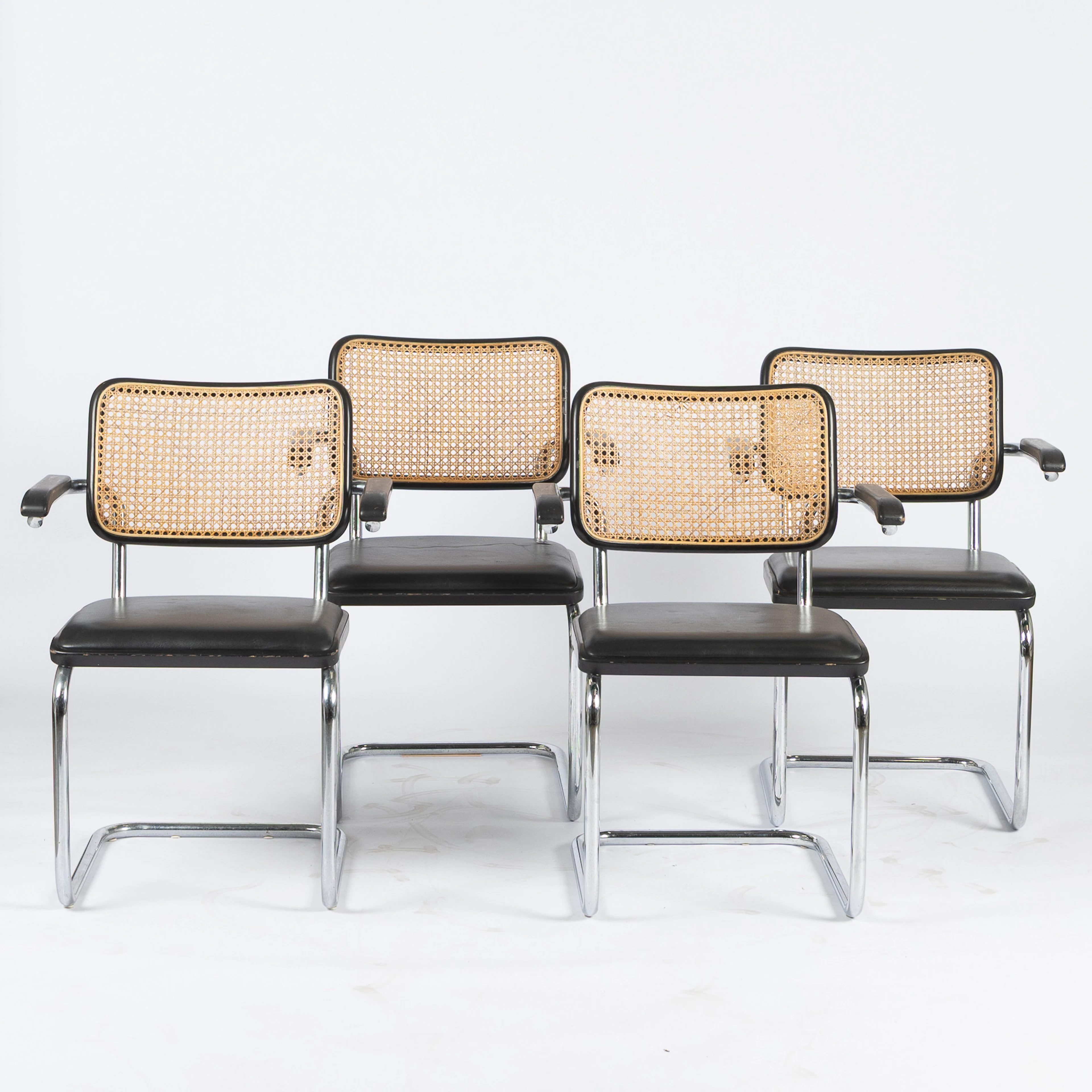 KARMSTOLAR, 4 st, Thonet, omkring år 2000, stommar av kromad metall
