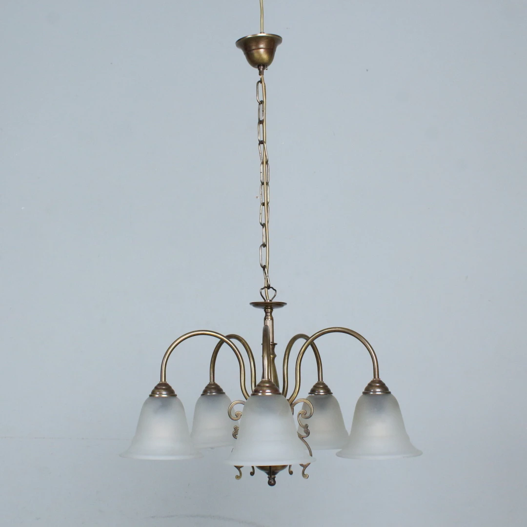 Antike Deckenlampe , Messing , Glas.