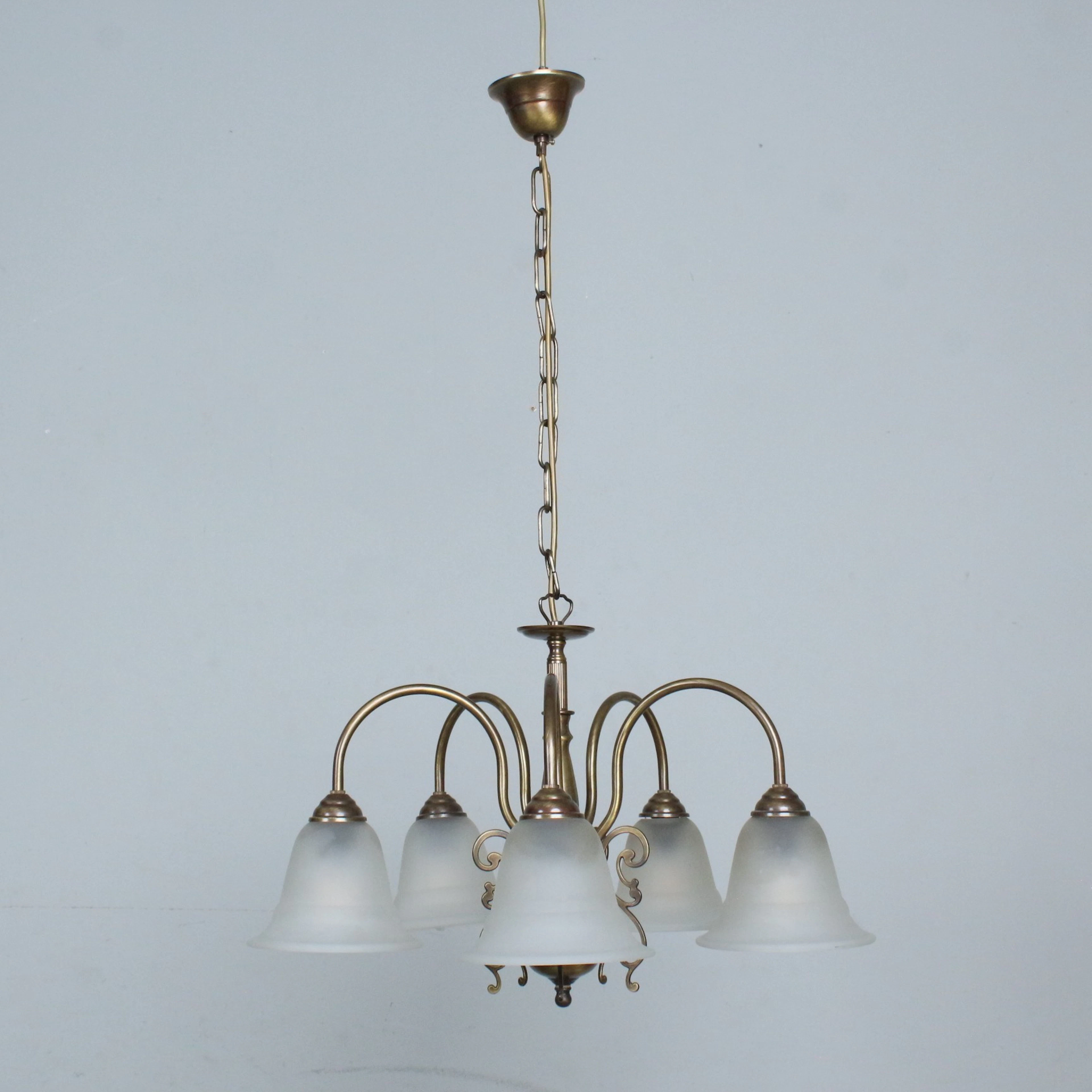 Antike Deckenlampe , Messing , Glas.