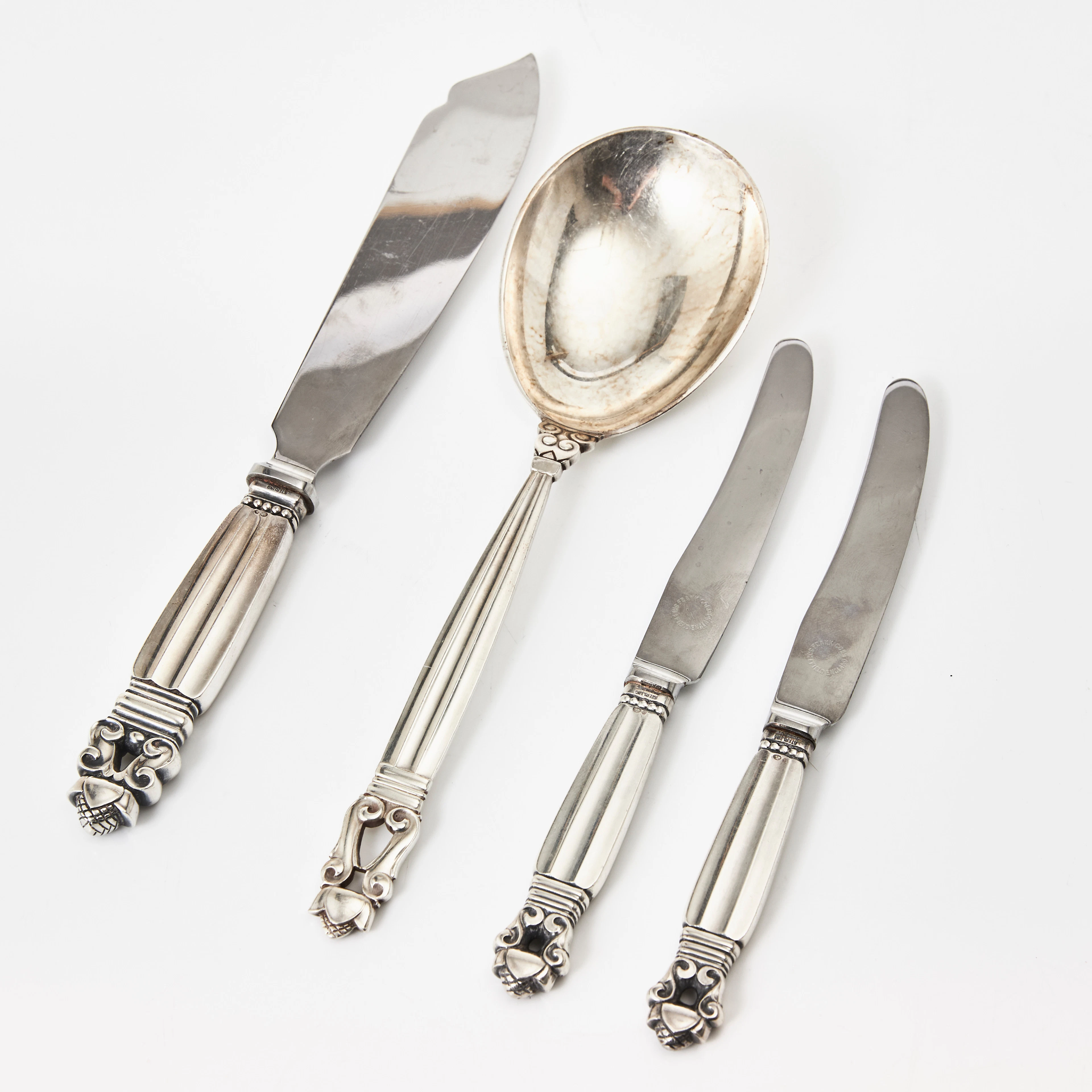 JOHAN ROHDE, "Konge", bestick, 4 delar, sterlingsilver, Georg Jensen, Denamrk.