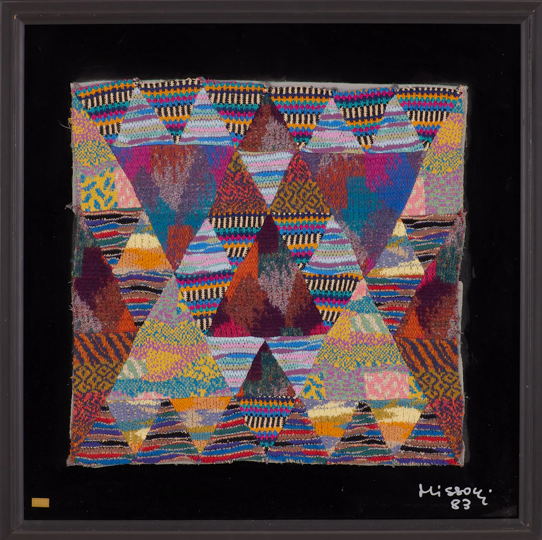 OTTAVIO MISSONI. Textilkonstverk, collage av textilbitar, monterad