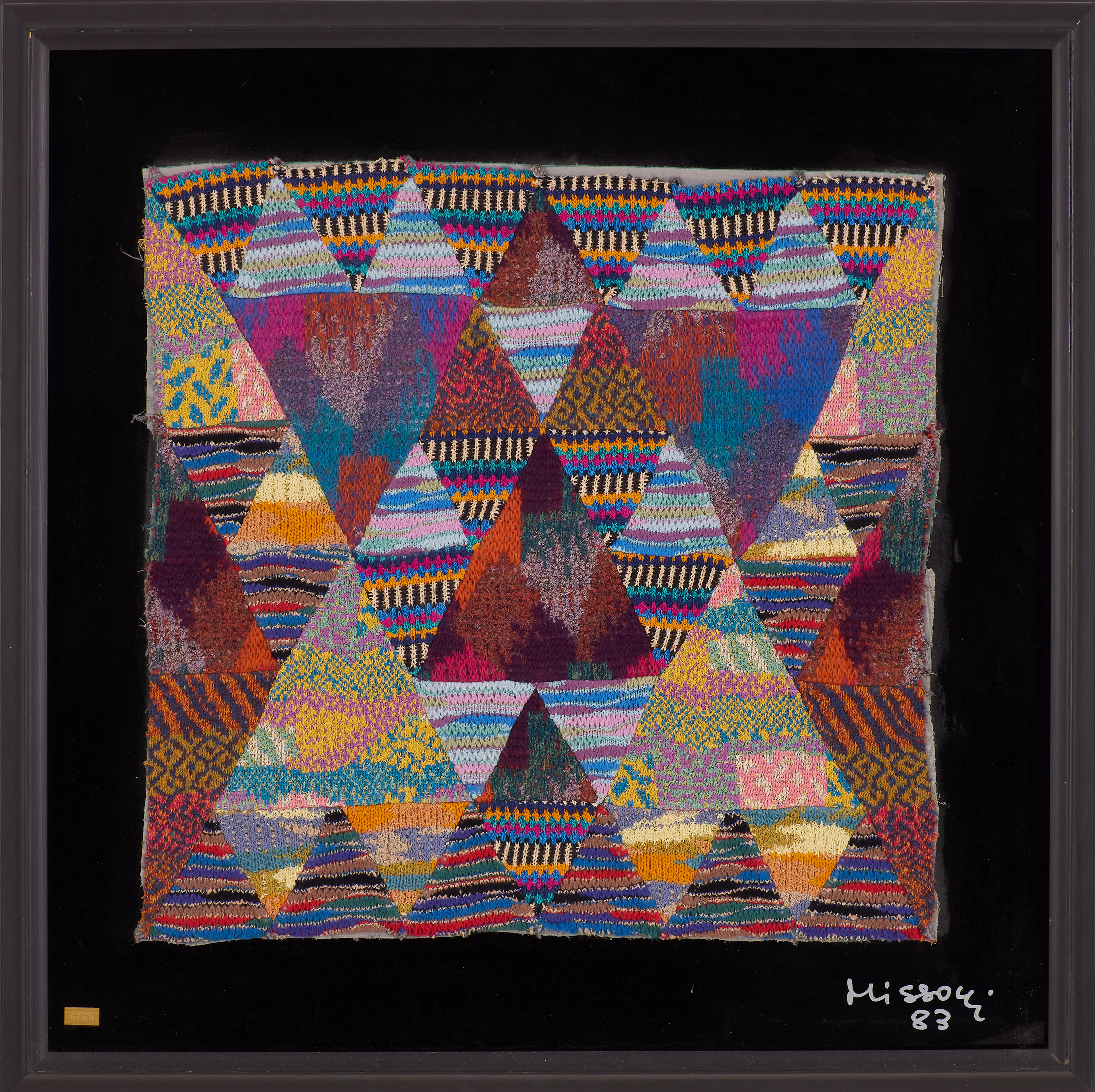OTTAVIO MISSONI. Textilkonstverk, collage av textilbitar, monterad