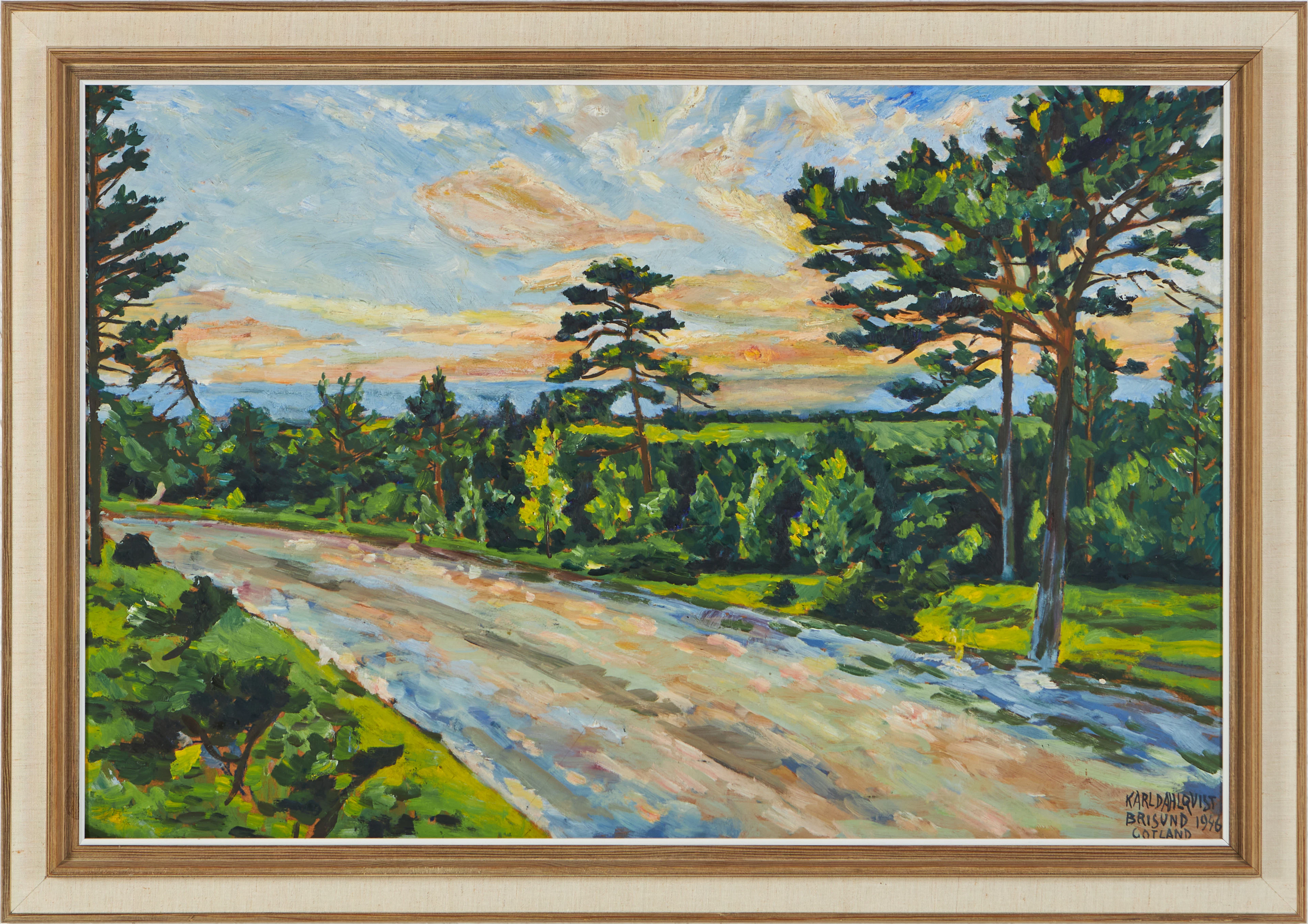 KARL DAHLQVIST. "Brisund, Gotland", olja på pannå, signerad, 1946.
