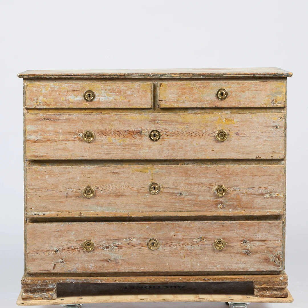 BYRÅ, 5-lådig, gustaviansk, bemålat trä, 1700-senare del.