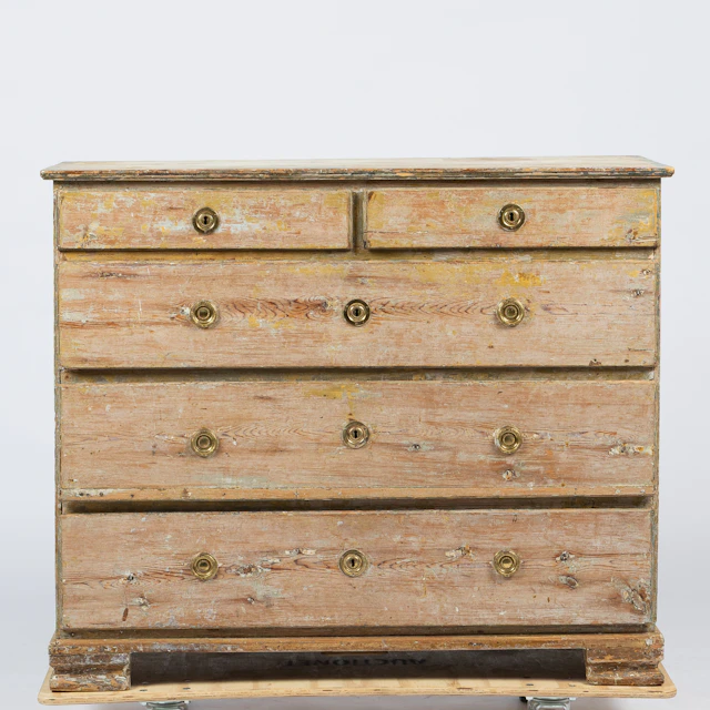 BYRÅ, 5-lådig, gustaviansk, bemålat trä, 1700-senare del.