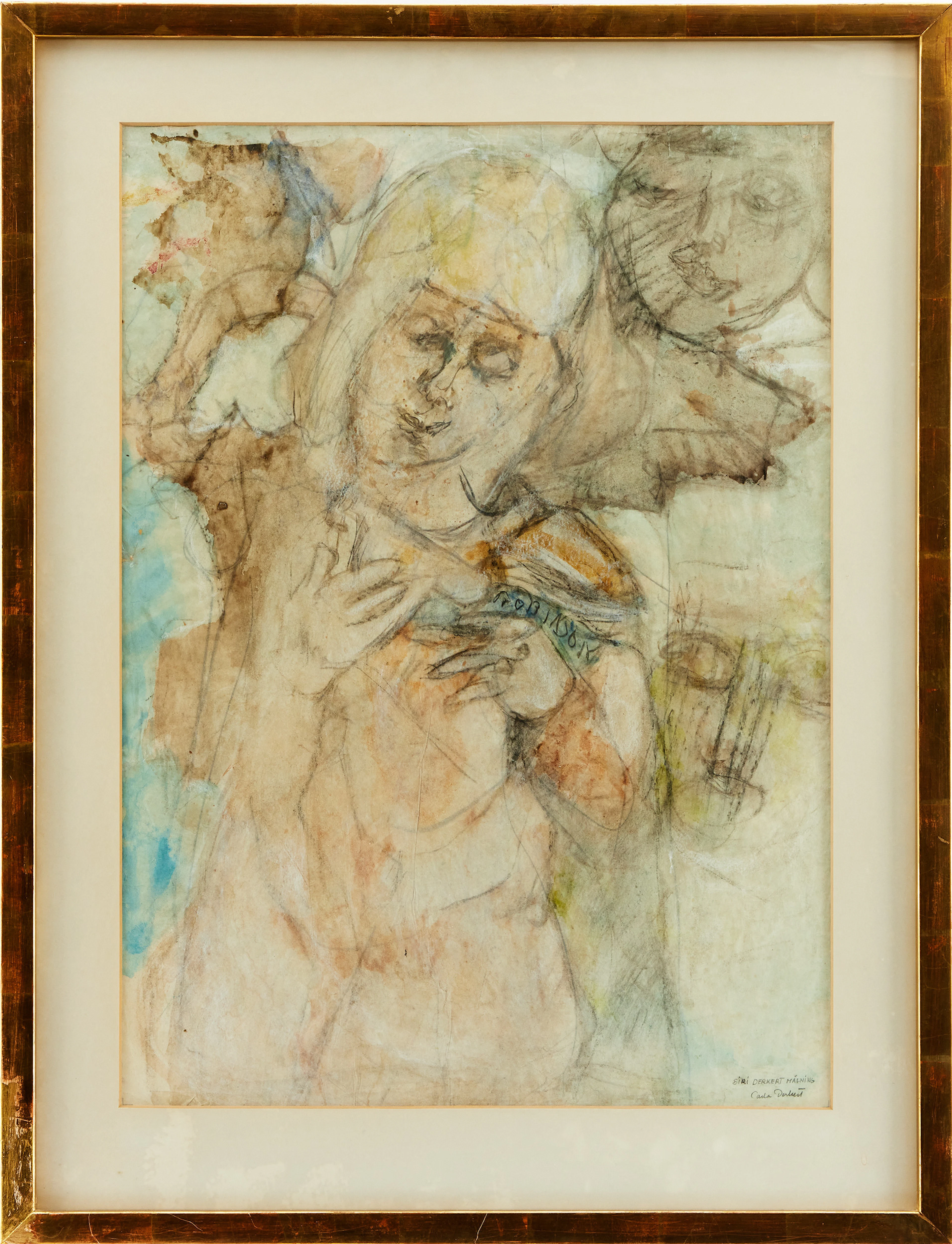 SIRI DERKERT (1888-1973). "Robinson", akvarell, gouache och kol på papper.