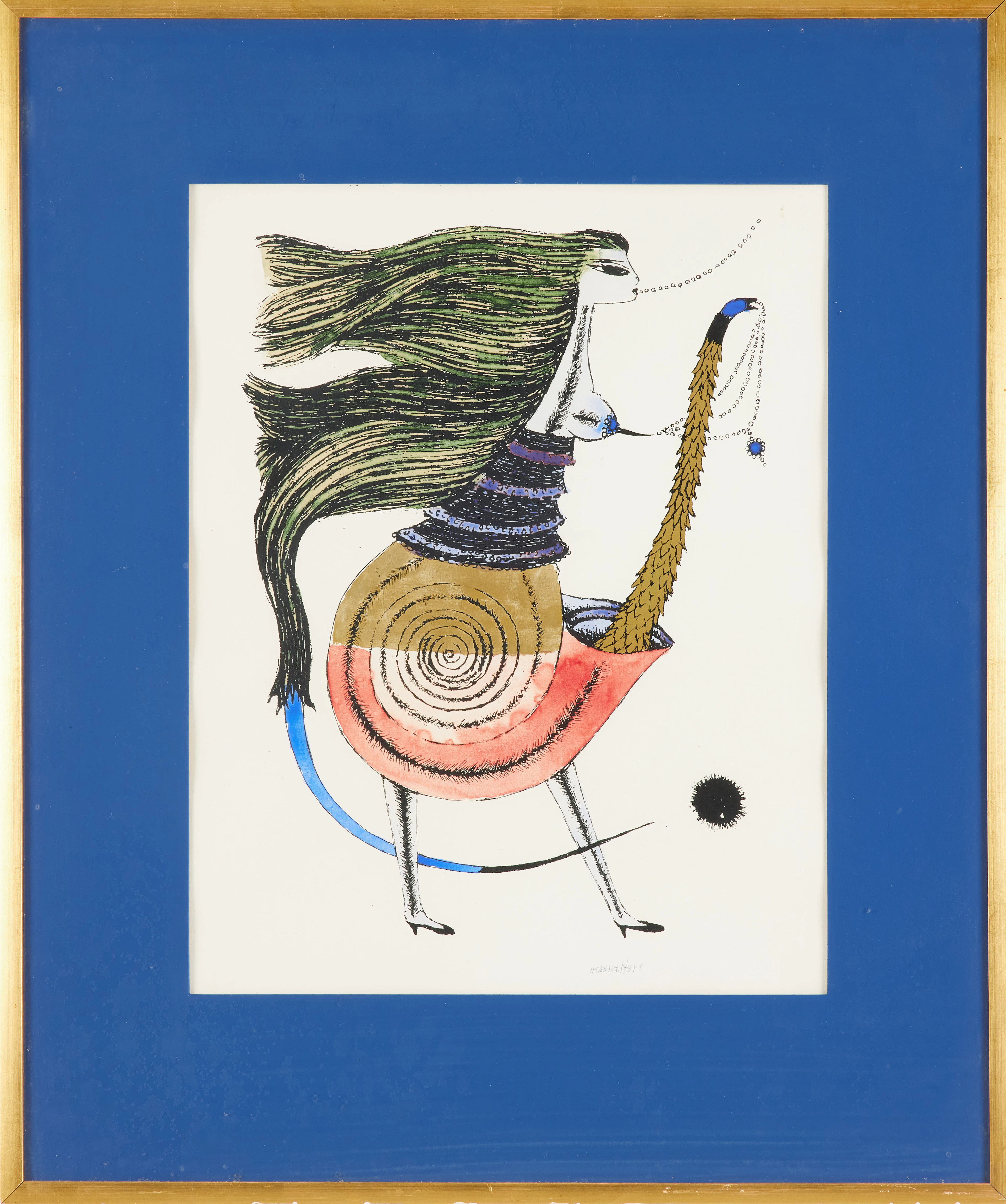 MAX WALTER SVANBERG. Komposition, grafiskt blad, signerad.