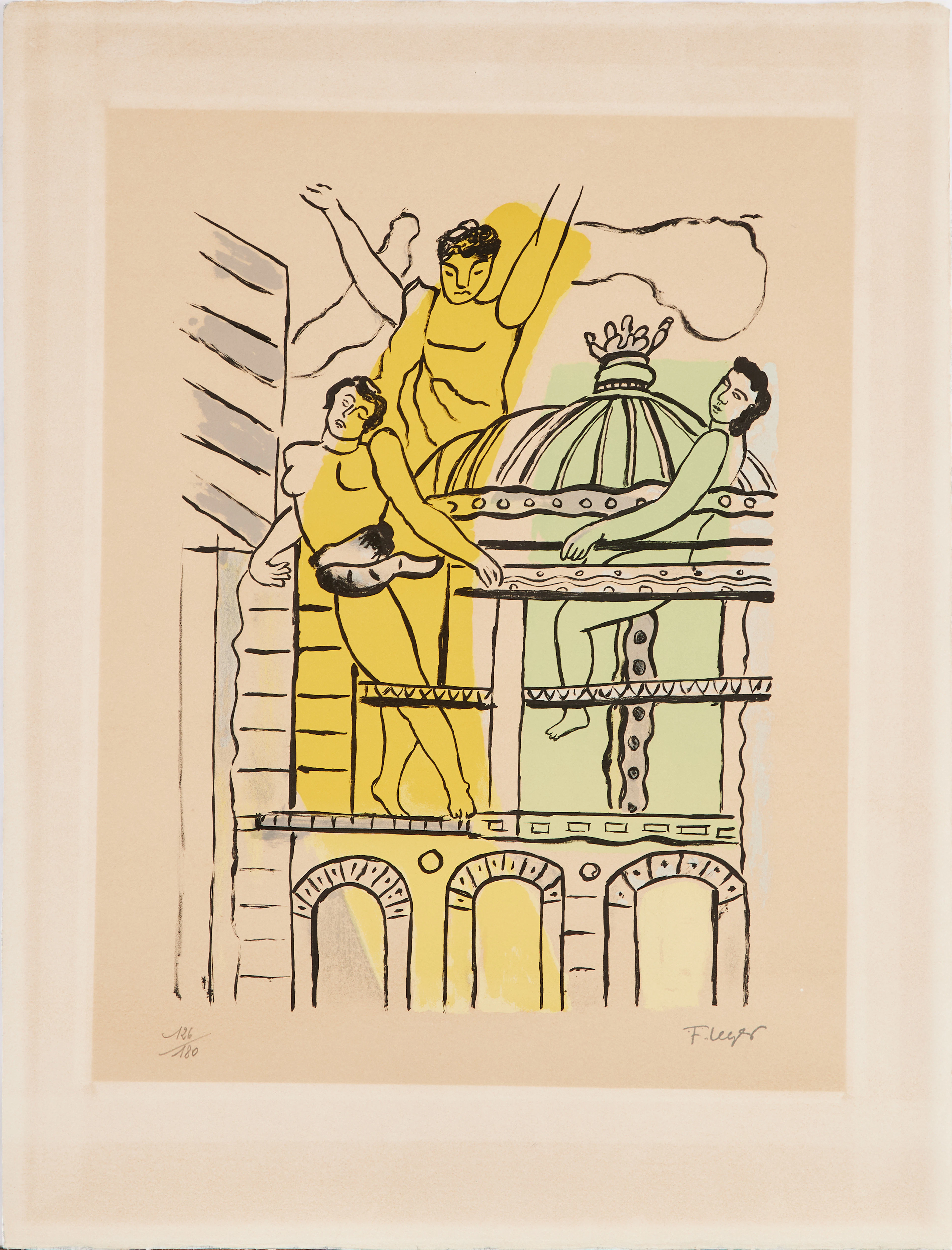 FERNAND LEGÉR (1881-1955). Efter: Dansare, färglitografi, signerad