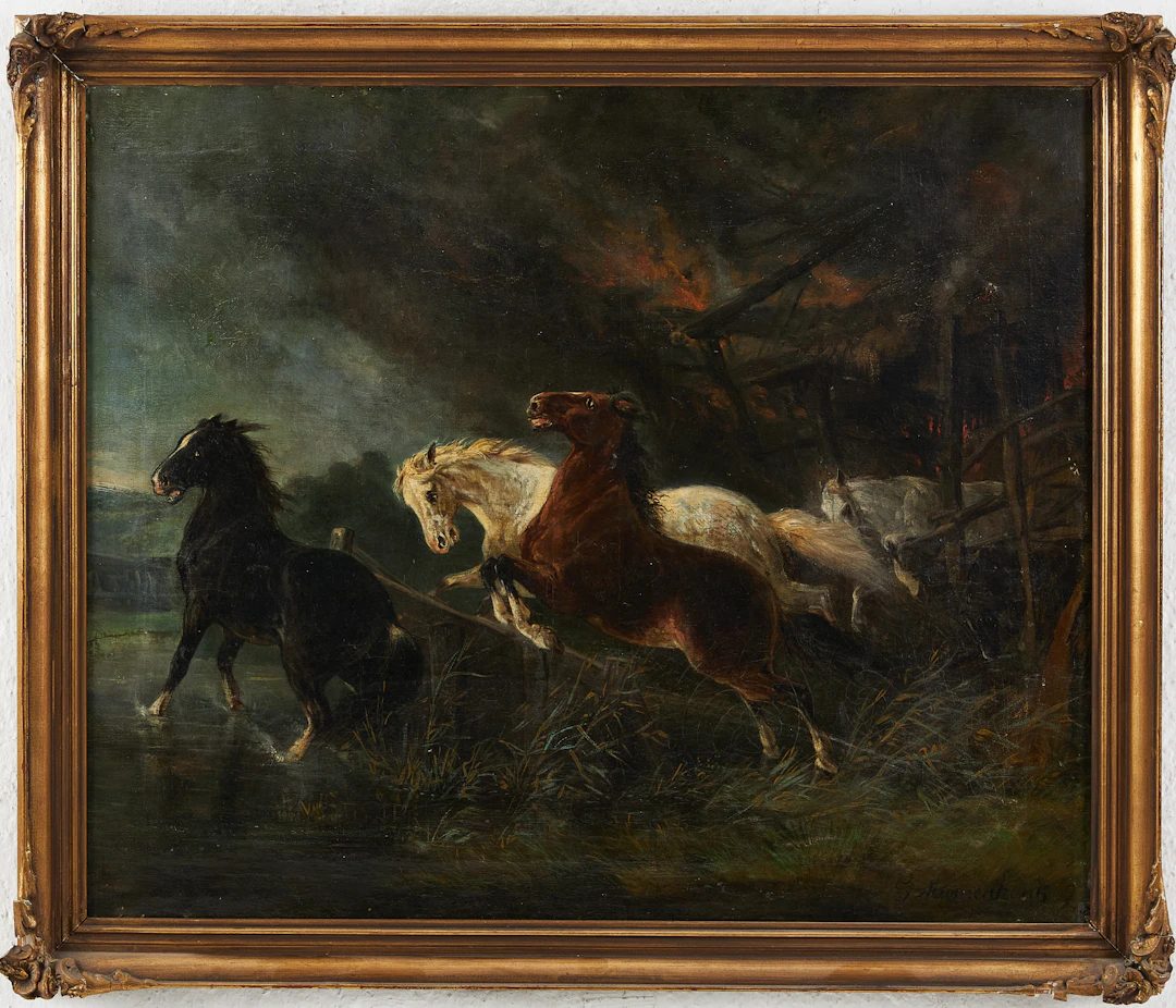 OIDENTIFIERAD KONSTNÄR, 1800-talets första hälft, flyende hästar