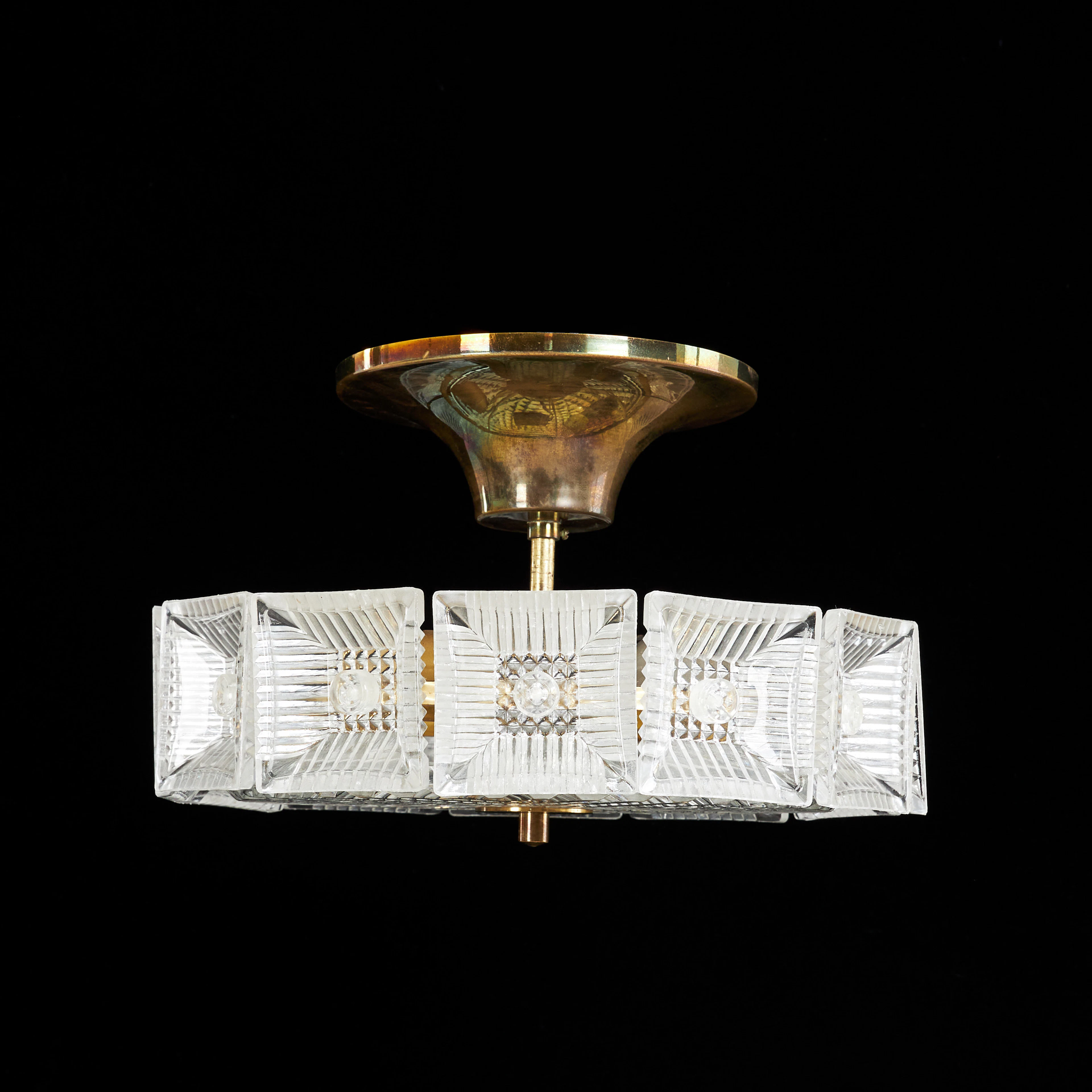 CARL FAGERLUND. plafond, 1900-talets mitt, stomme i mässing, pressglas