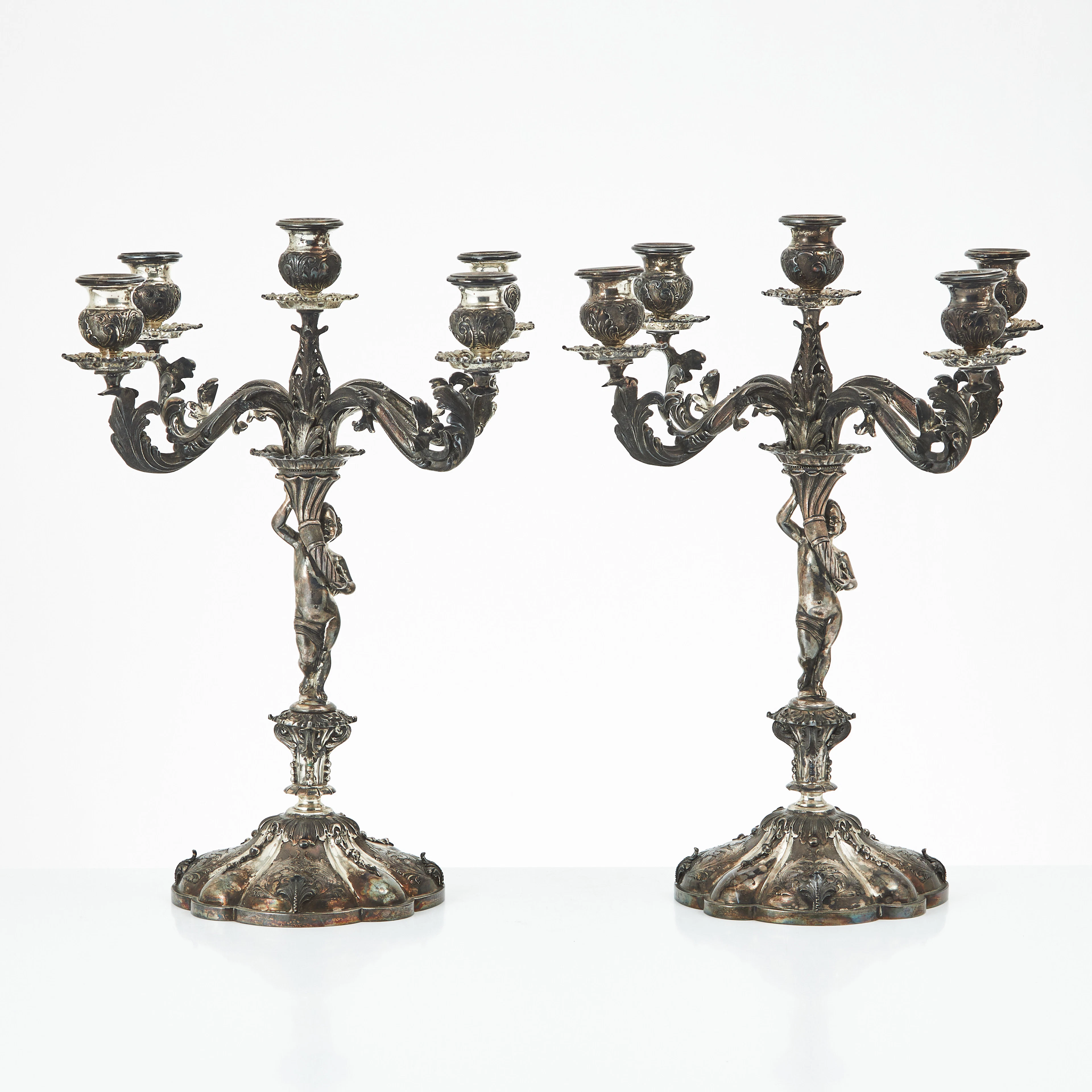 VALLE & GANDINI, kandelabrar, ett par, silver 800, Milano, 1940/60-tal.