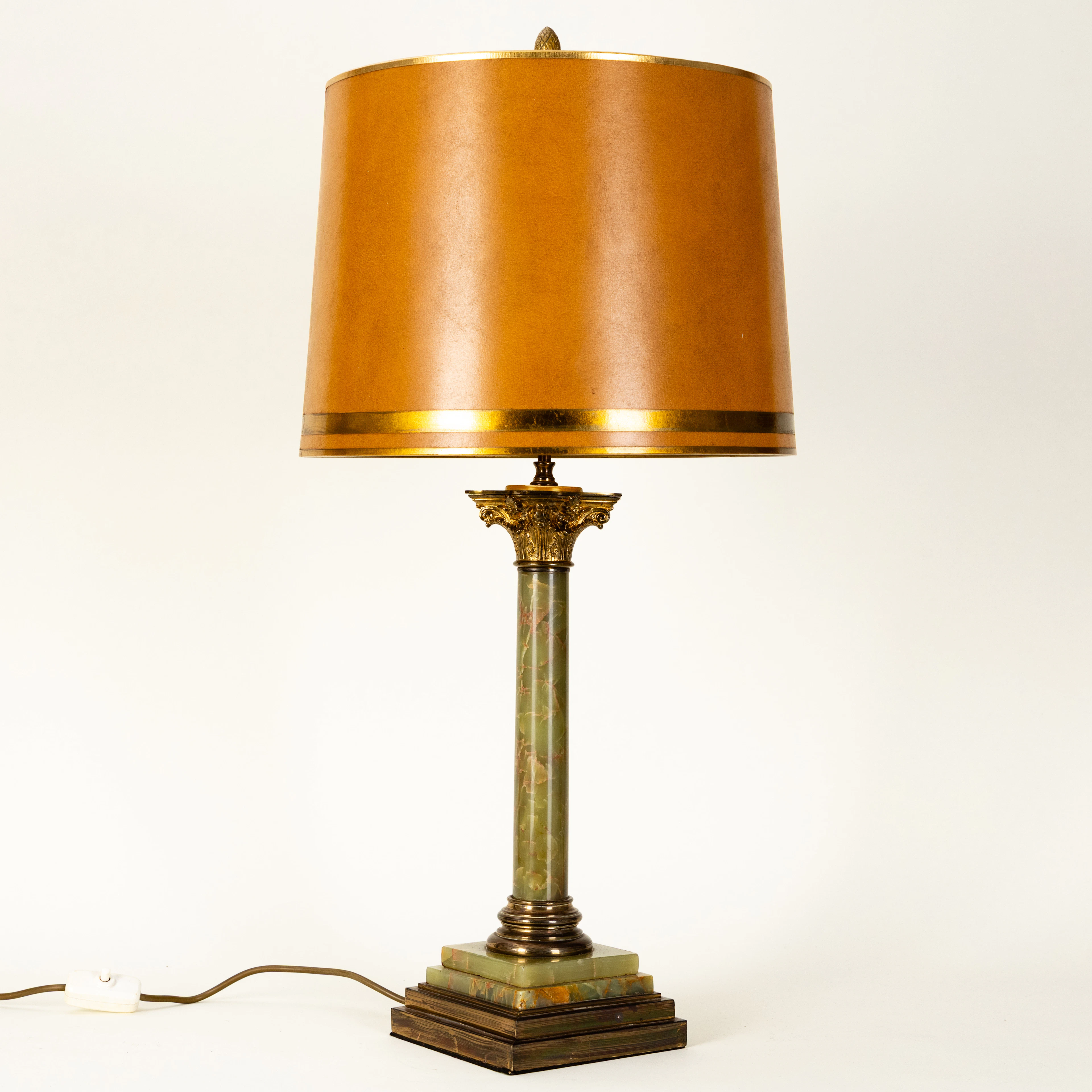 Große Tischlampe, grüner Onyx, wohl Frankreich, 20. Jh.
