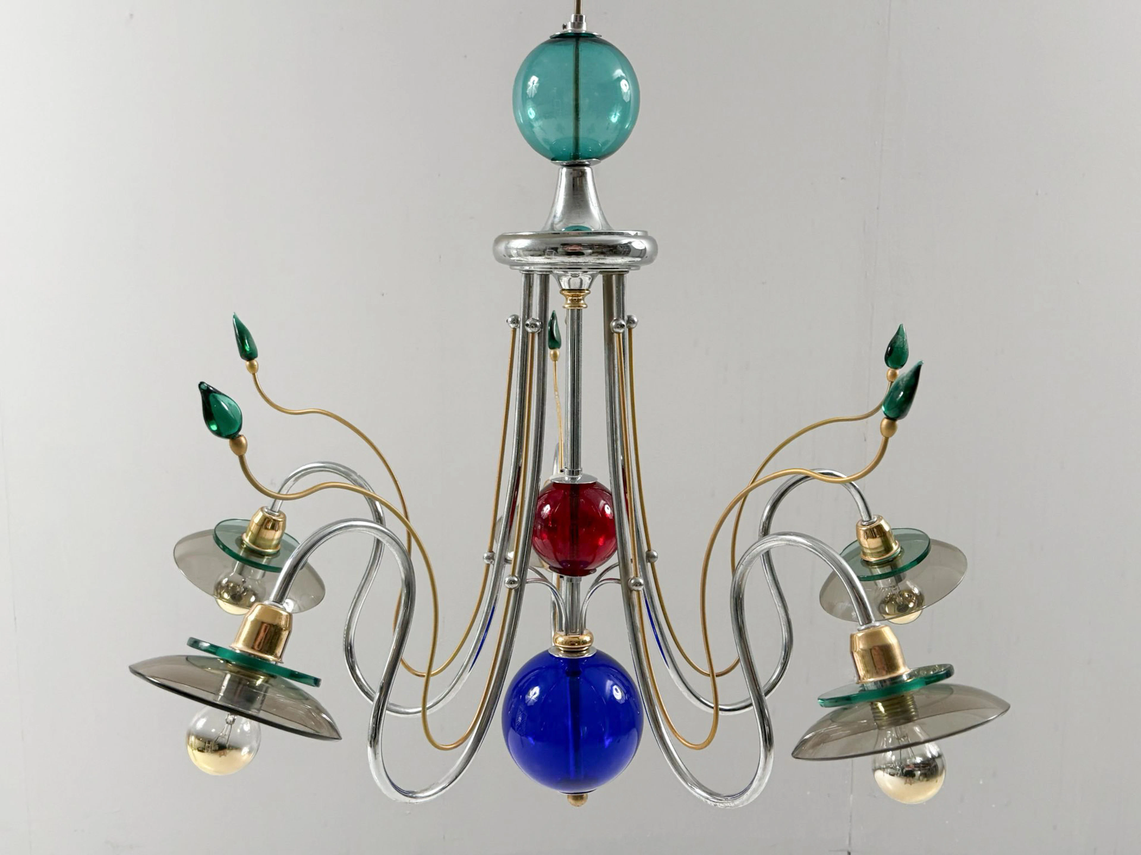 Kronleuchter/Deckenlampe aus Muranoglas, Italien, 1980er Jahre.