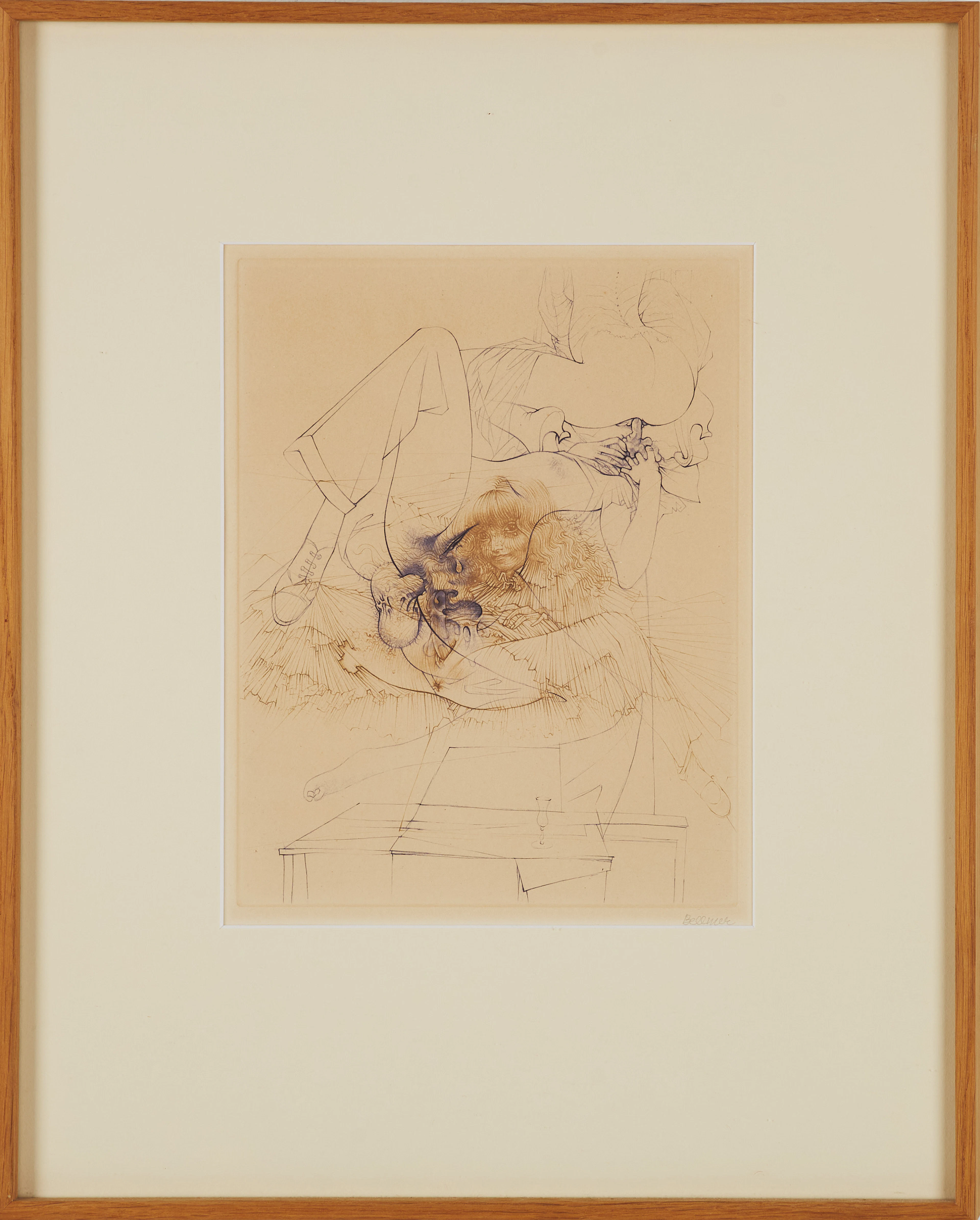 HANS BELLMER. Erotiskt motiv, etsning, signerad.