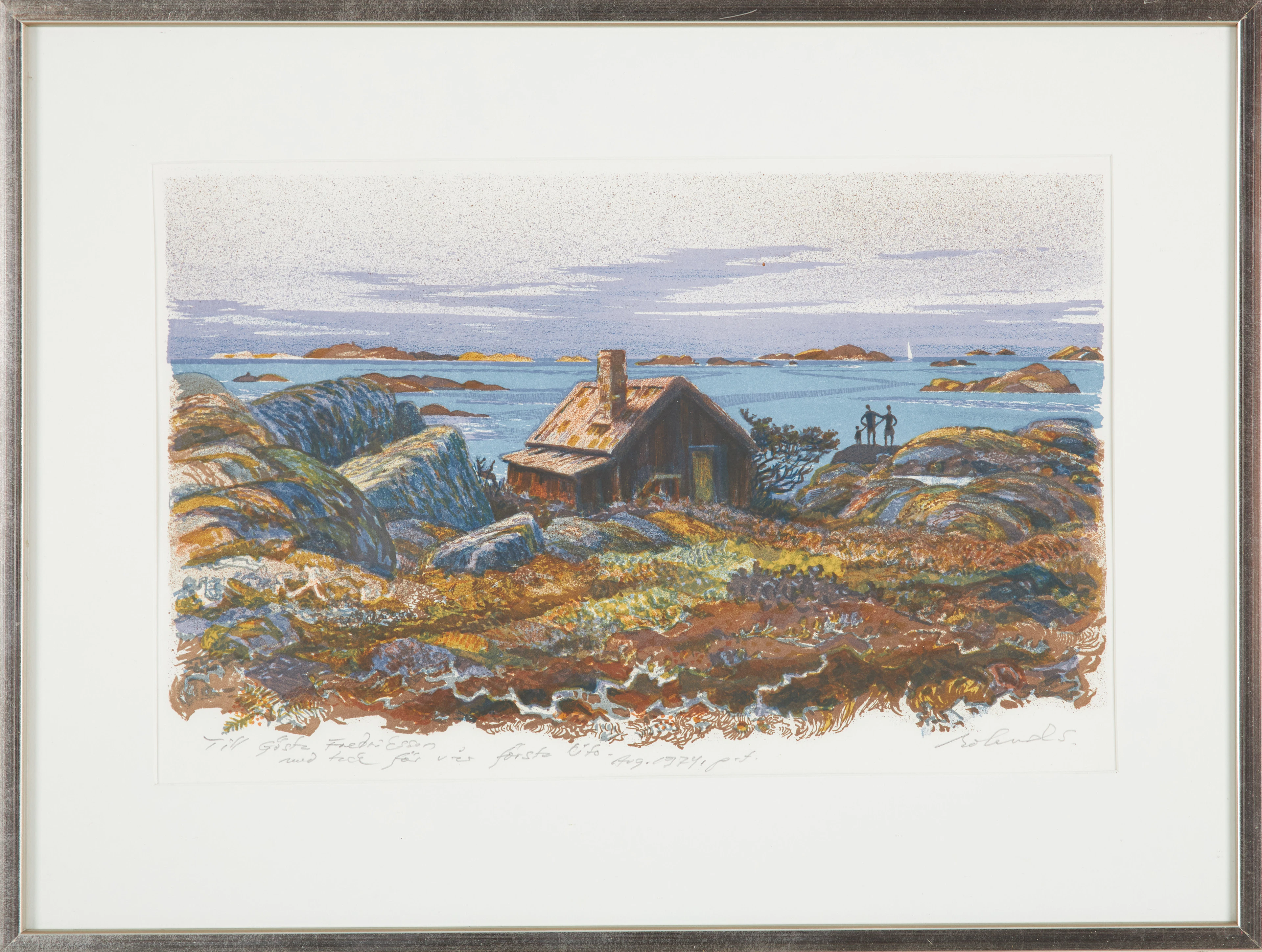 ROLAND SVENSSON. "Väntan, Kallskär", färglitografi, signerad, numrerad