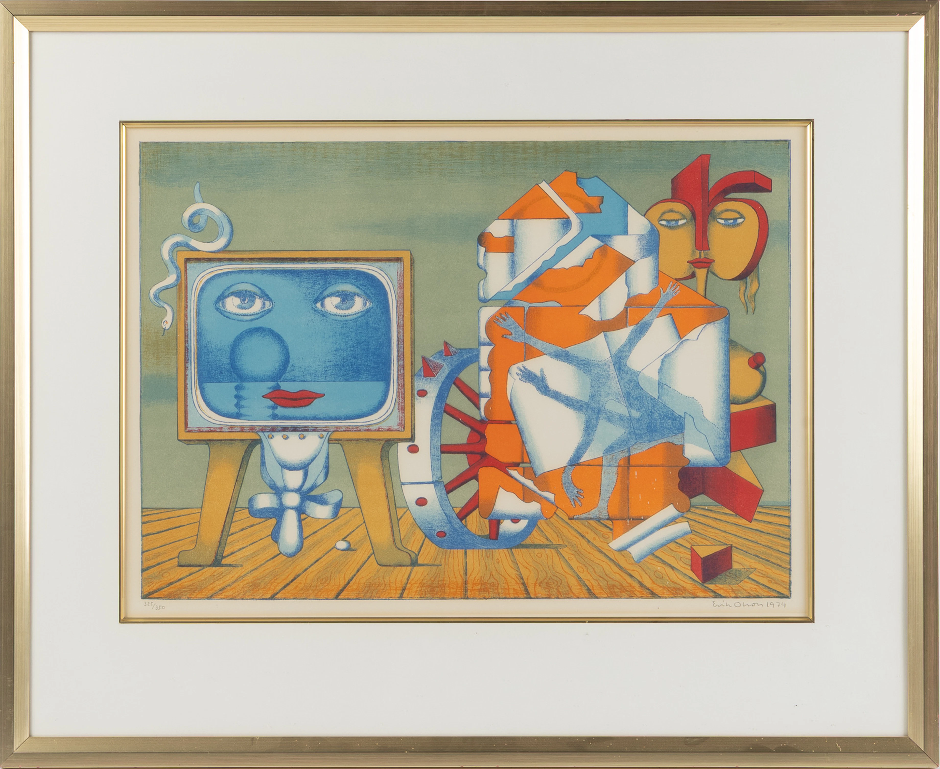 ERIK OLSON. "Brev från en surrealist", färglitografi.