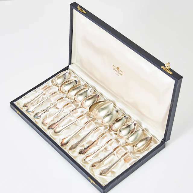 TESKEDAR, silver, 12 st, K Anderson, Stockholm 1926, i euti.