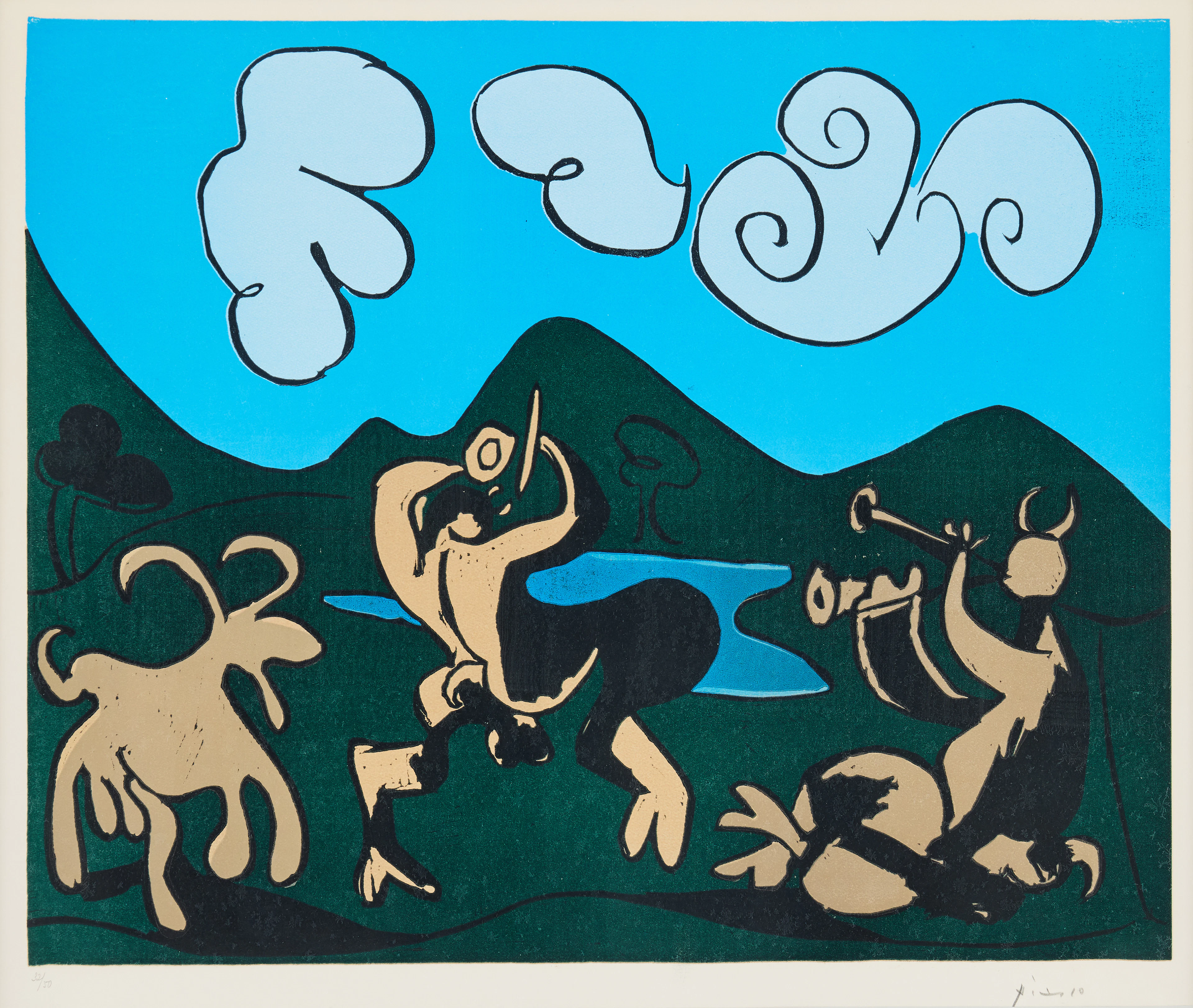 PABLO PICASSO. "Faunes et chèvre".