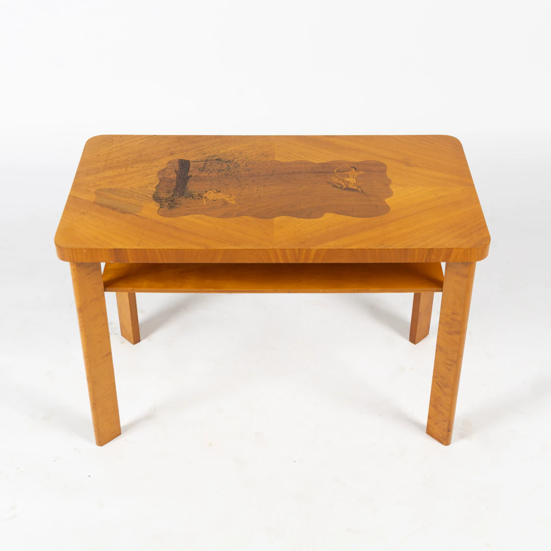 SOFFBORD, Swedish modern, björk med intarsia, 1930/40-tal.
