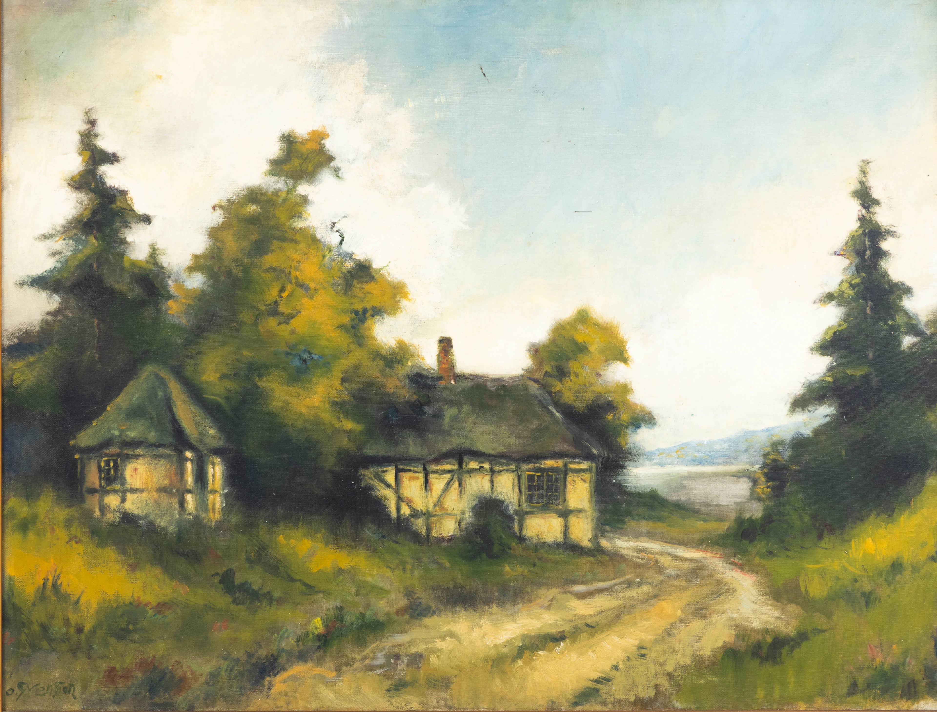 OVE CARL SVENSON (1880-1976). Landschaft mit Bauernhaus.