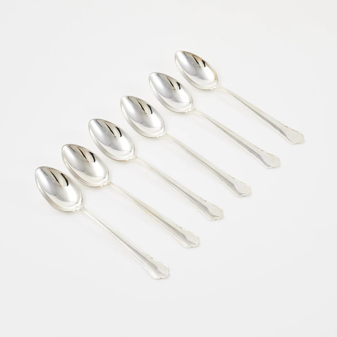 KAFFESKEDAR, 6 st, silver, modell Chippendale, Guldsmedsaktiebolaget