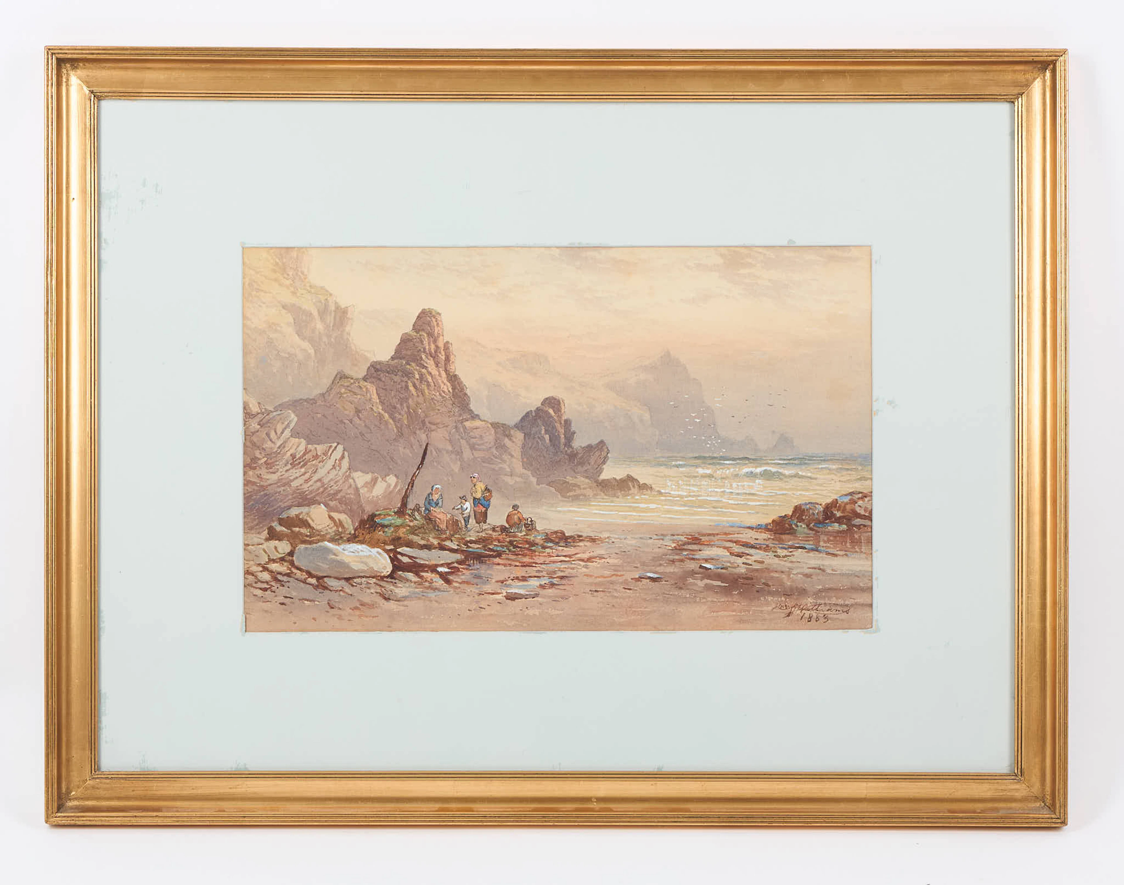HARRY J. WILLIAMS (ACT.1854-1898). Storm vid kusten utanför Jowey