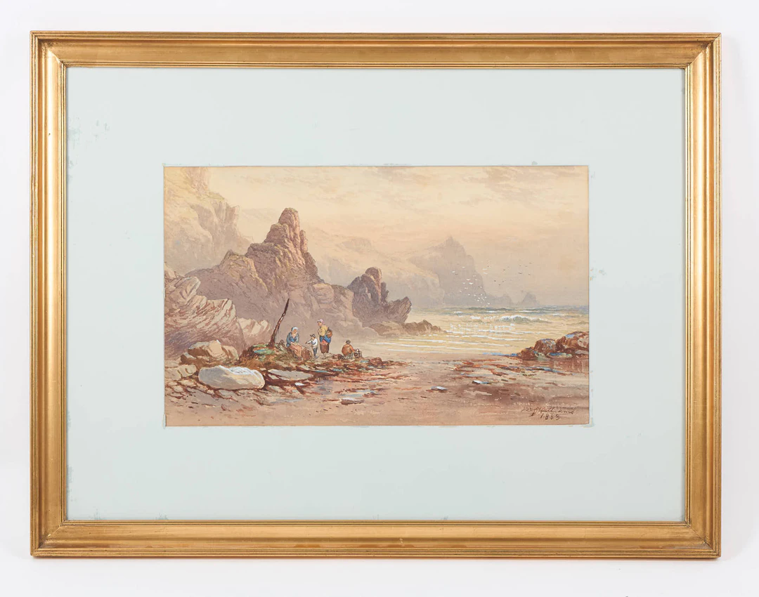 HARRY J. WILLIAMS (ACT.1854-1898). Storm vid kusten utanför Jowey