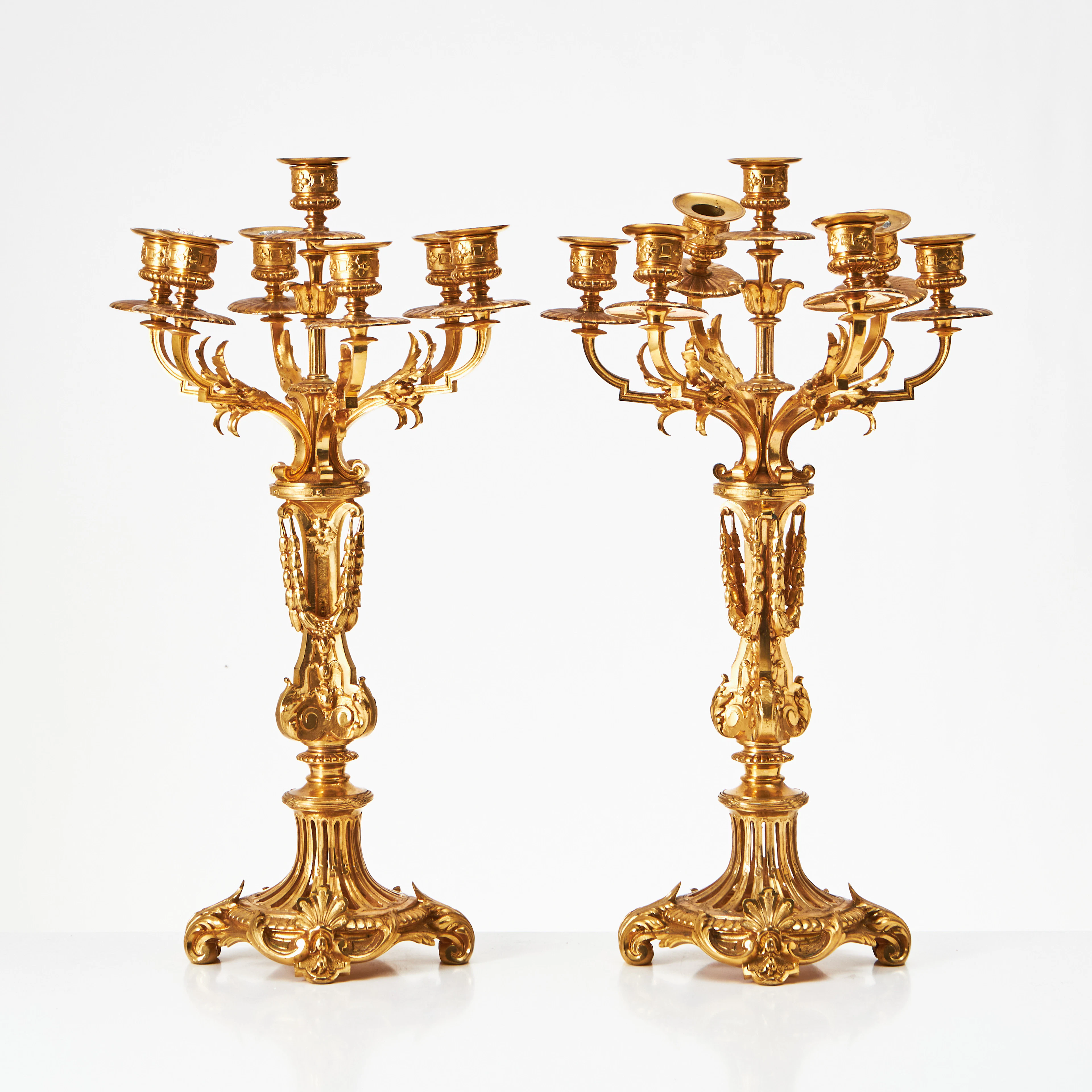 KANDELABRAR, 1 par, omkring 1900, Louis XV-stil.