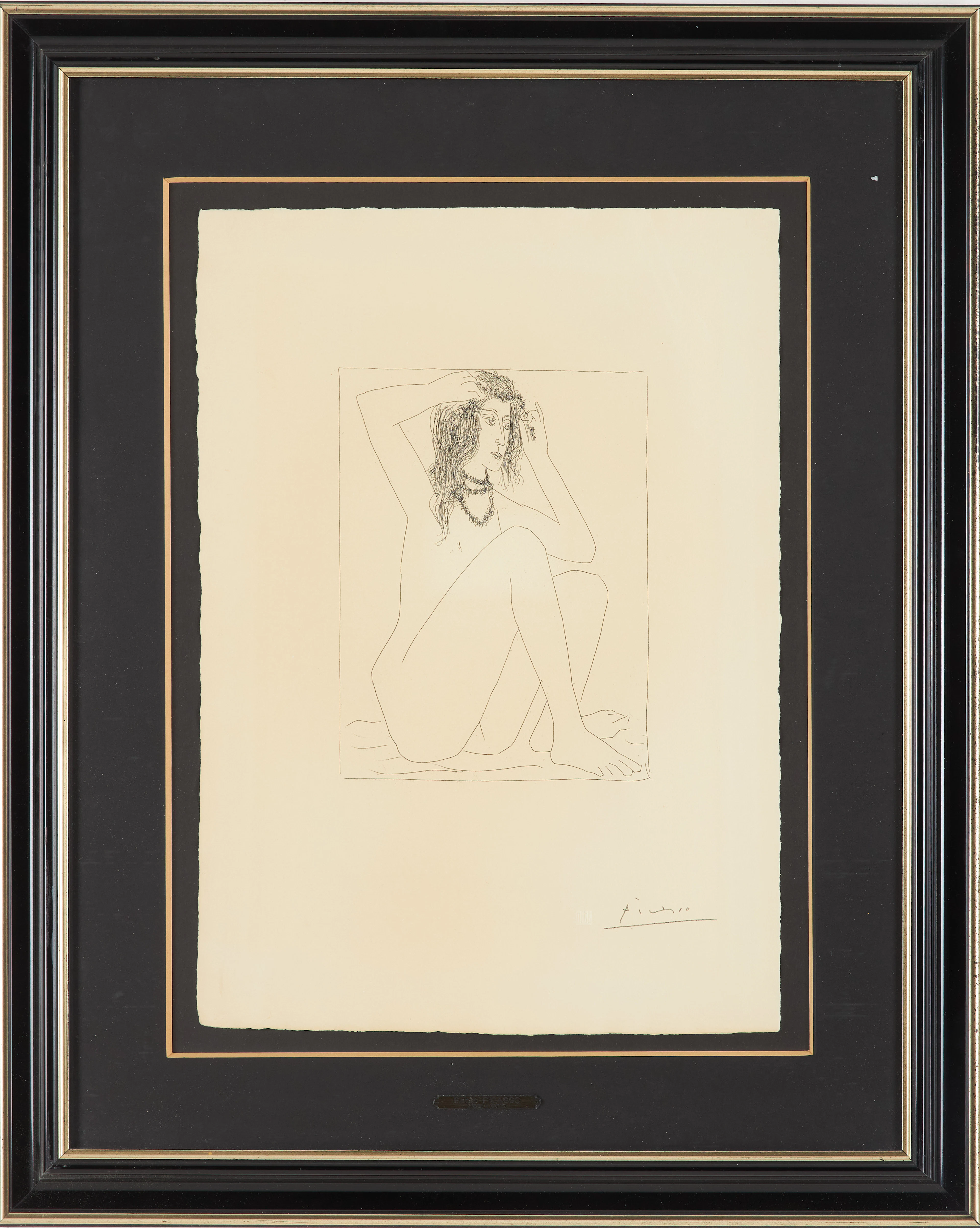 PABLO PICASSO. EFTER. Femme Nue Se Couronnanr de Fleurs, ur "Suite