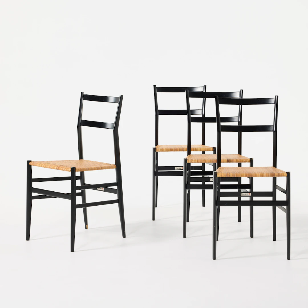 GIO PONTI. "Superleggera", stolar, fyra stycken, Cassina, Italien