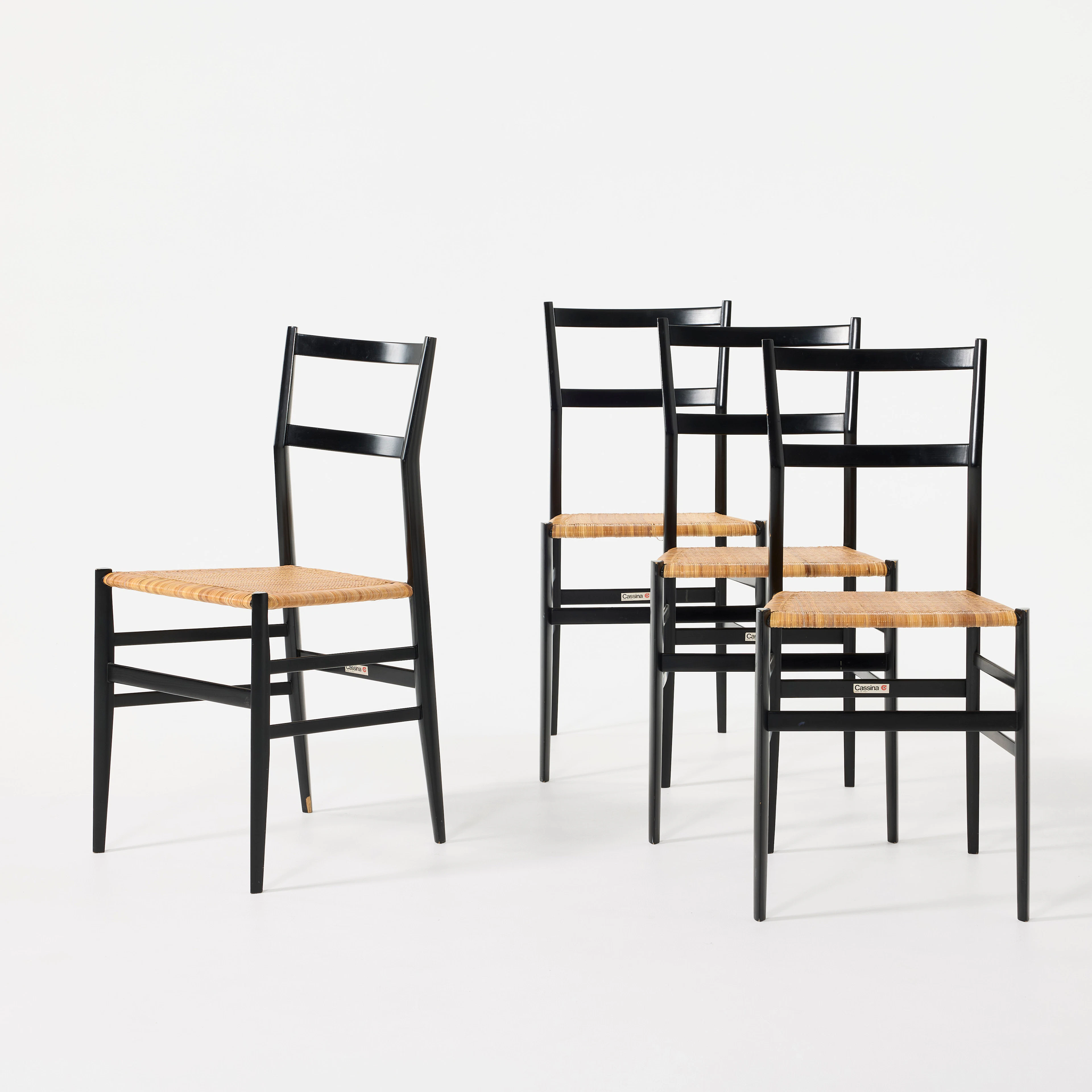 GIO PONTI. "Superleggera", stolar, fyra stycken, Cassina, Italien