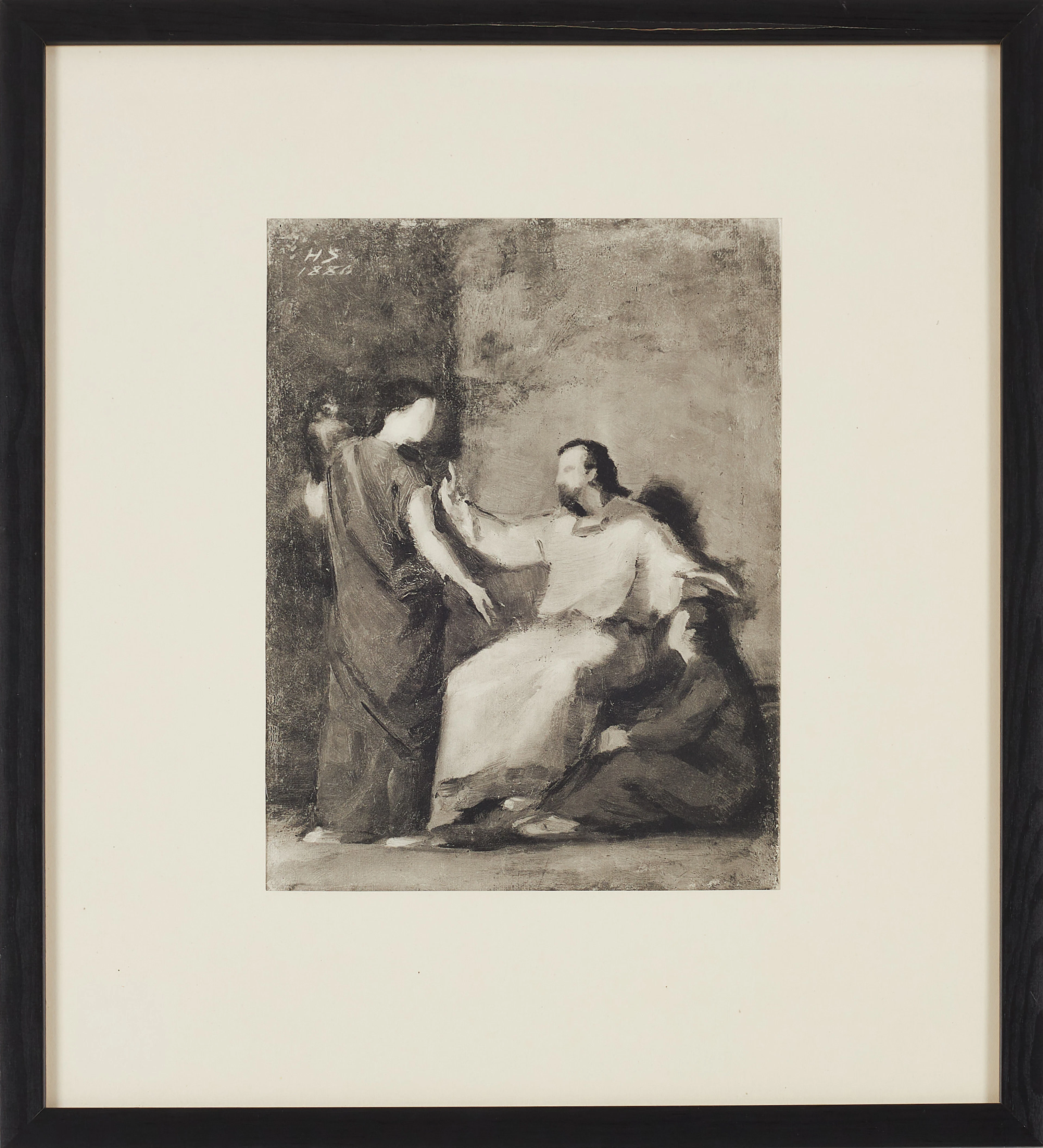 HELENE SCHJERFBECK. "Hos Märtha och Maria", rotogravyr, 1880, signerad