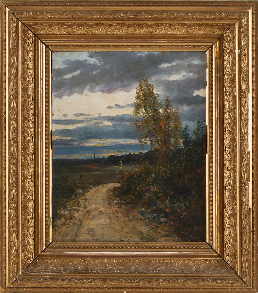 KONRAD SIMONSSON (1843-1901). motiv av landsväg, olja på pannå, signerad.