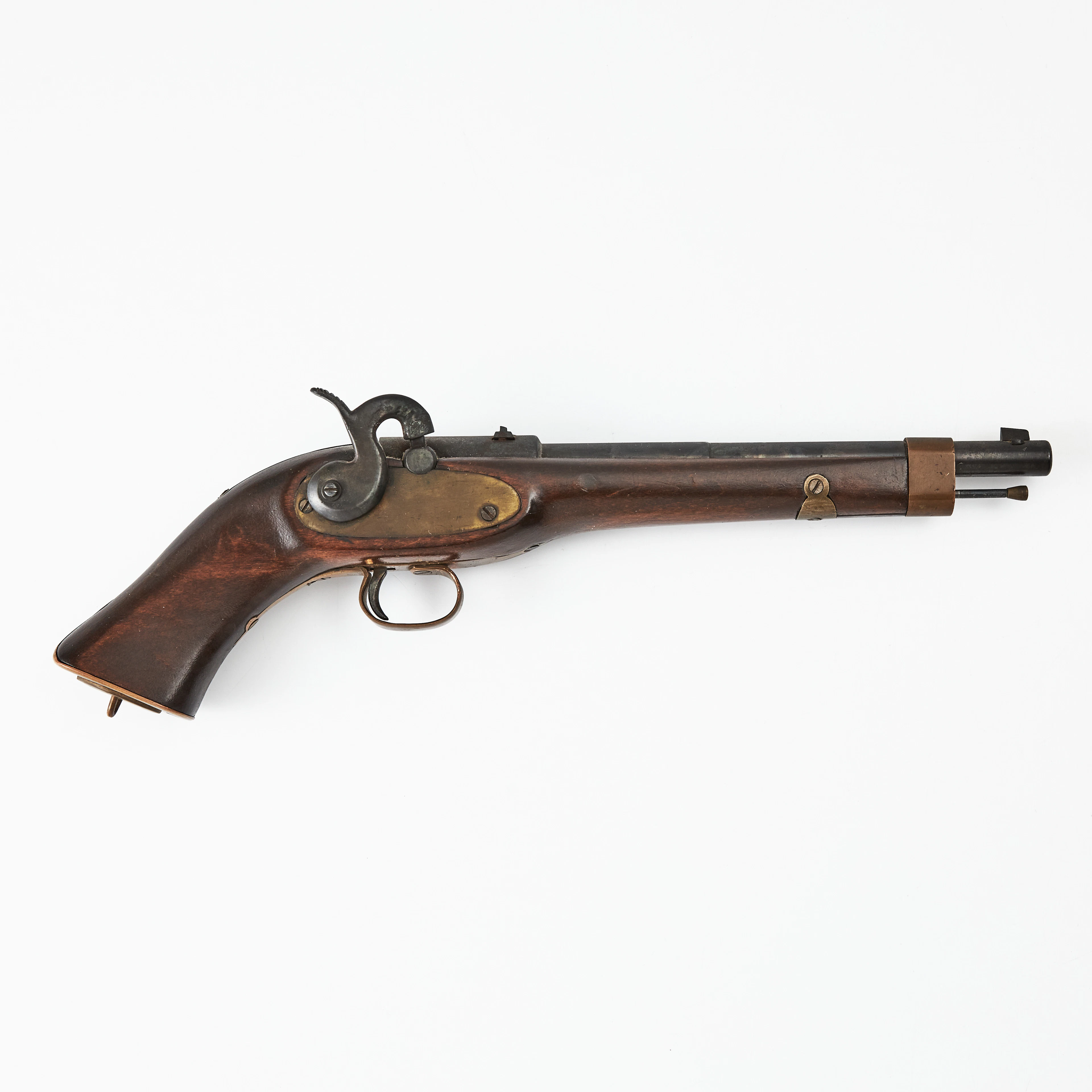 SLAGLÅSPISTOL, 1800-tal, helstock med mässingsbeslag.