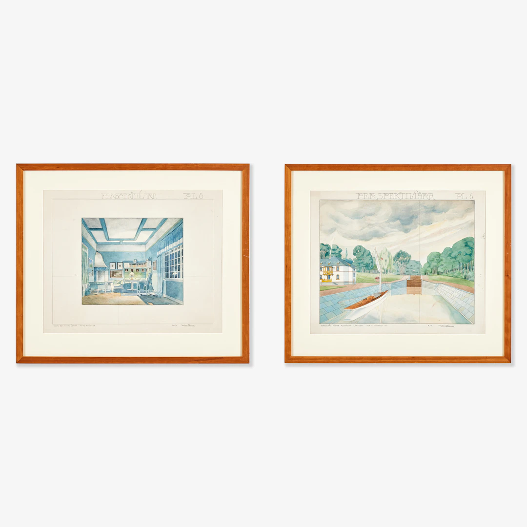 WOLTER GAHN (1890-1985). Perspektivlära, (2), akvarell och blandteknik
