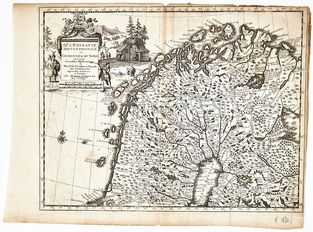 KARTA ÖVER NORRA SKANDINAVIEN AV VAN DER AA, ca 1710.